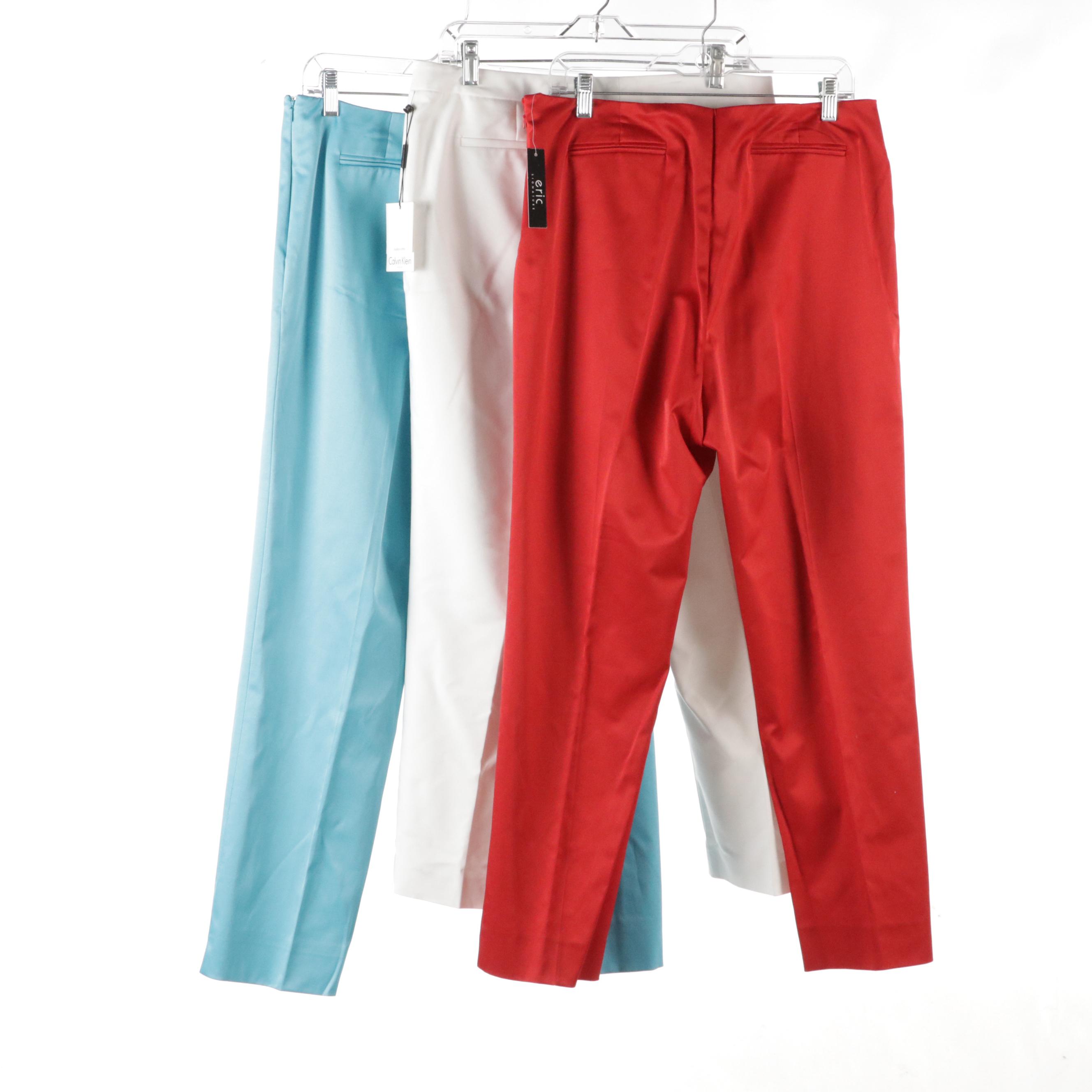 Calvin Klein White "Modern Cotton" Dress Pants, Eric Signature Stretch Pants