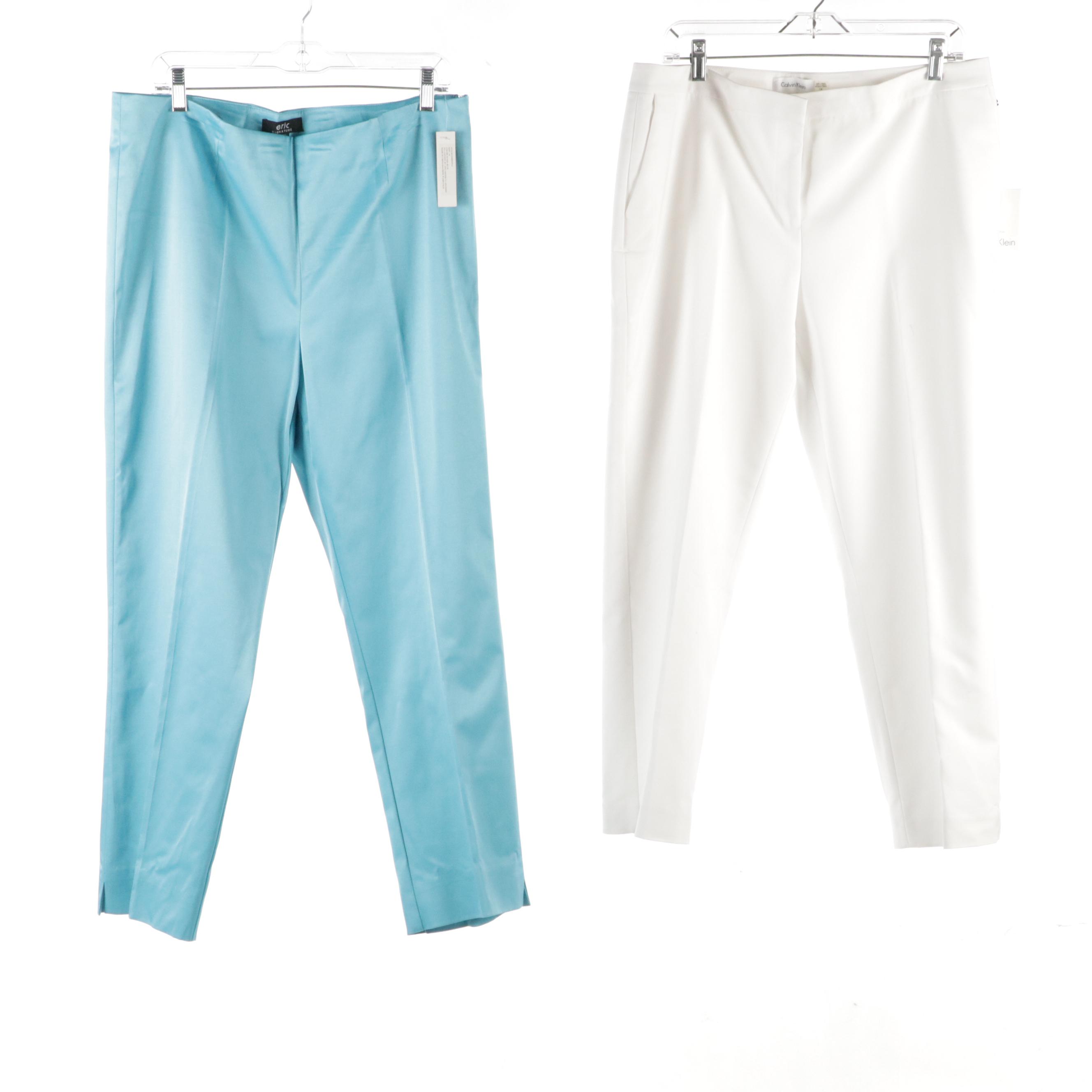 Calvin Klein White "Modern Cotton" Dress Pants, Eric Signature Stretch Pants