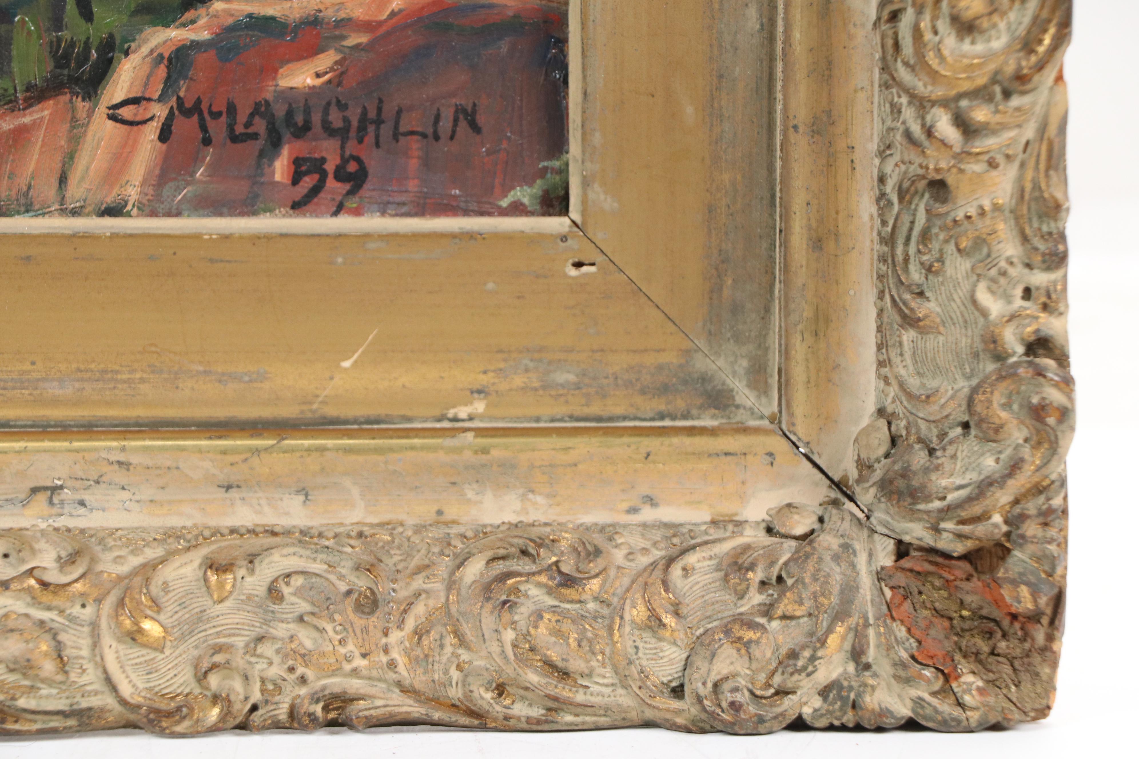 C. McLaughlin Rocky Landscape Oil Painting "Shore at Agonquit Maine," 1959