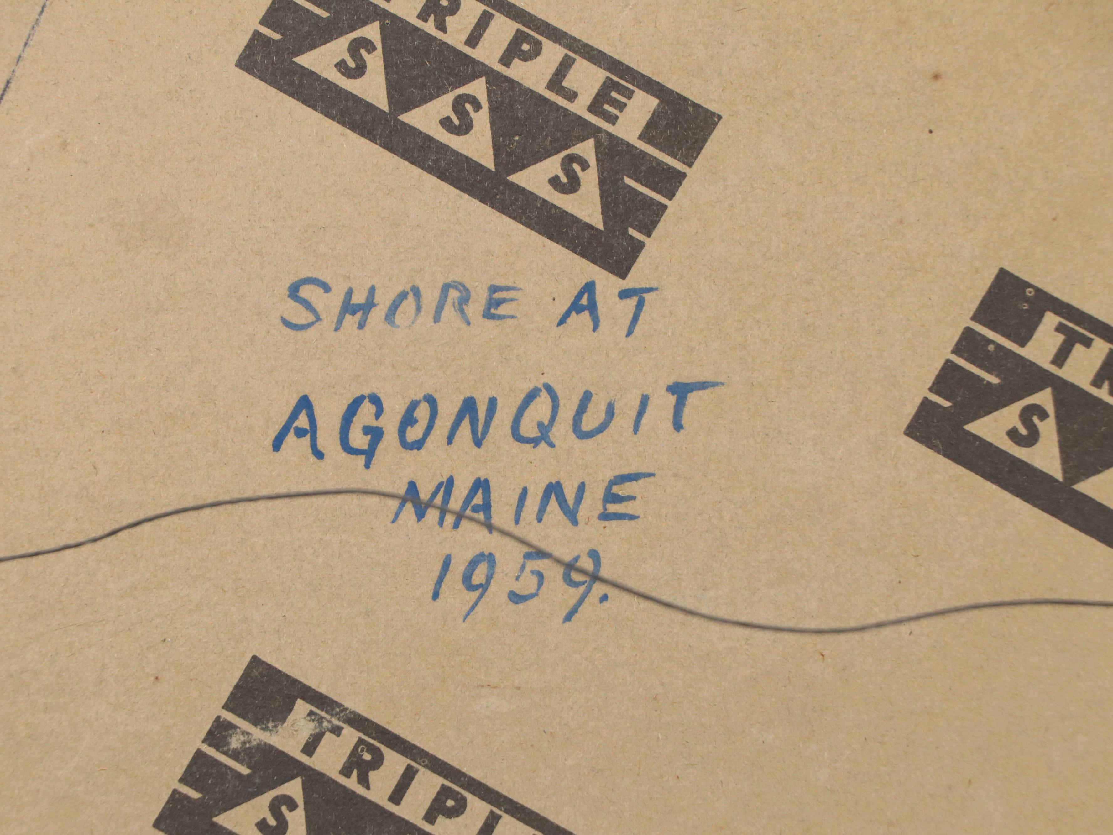 C. McLaughlin Rocky Landscape Oil Painting "Shore at Agonquit Maine," 1959