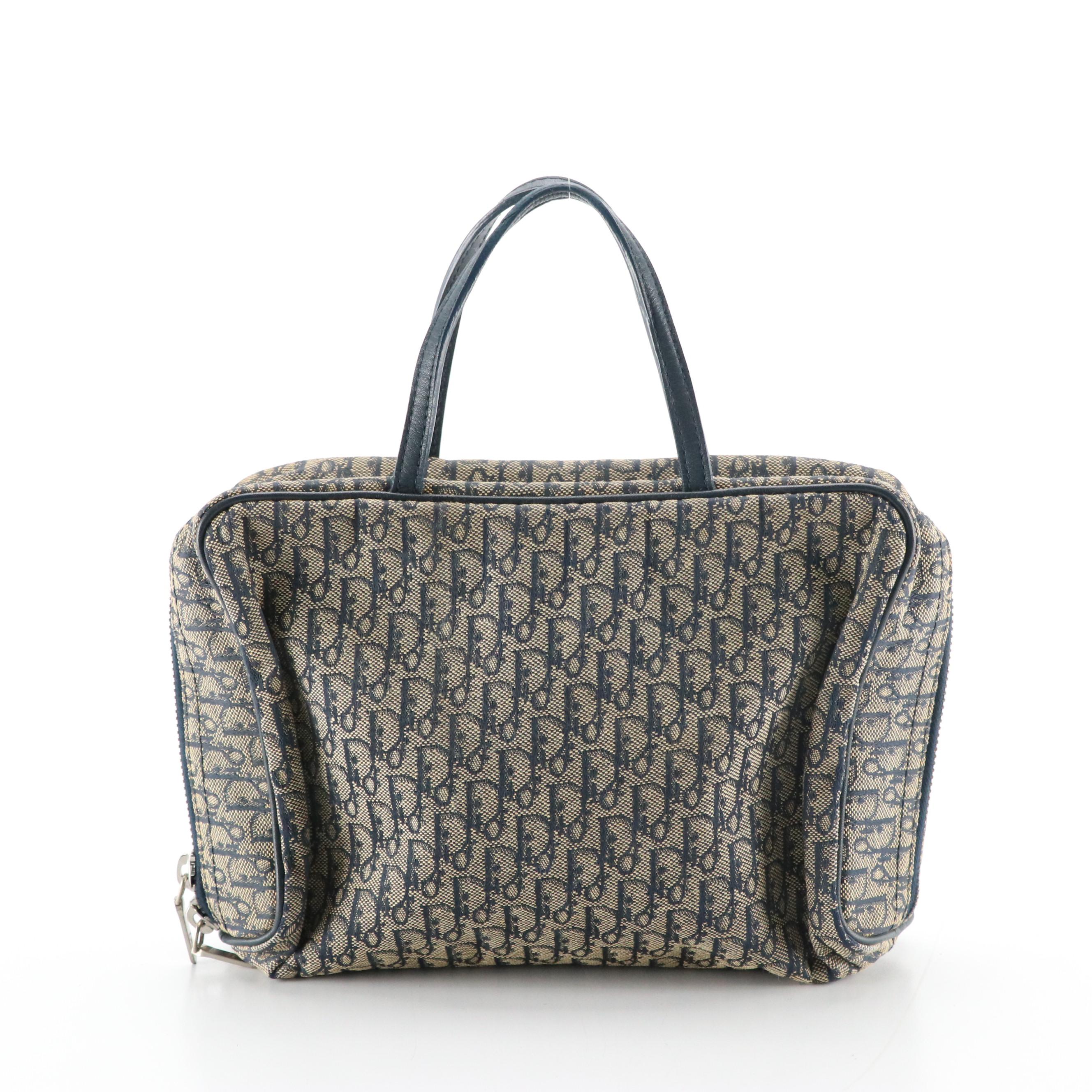 Christian Dior Cosmetic/Travel Bag in Blue Diorissimo Canvas and Leather