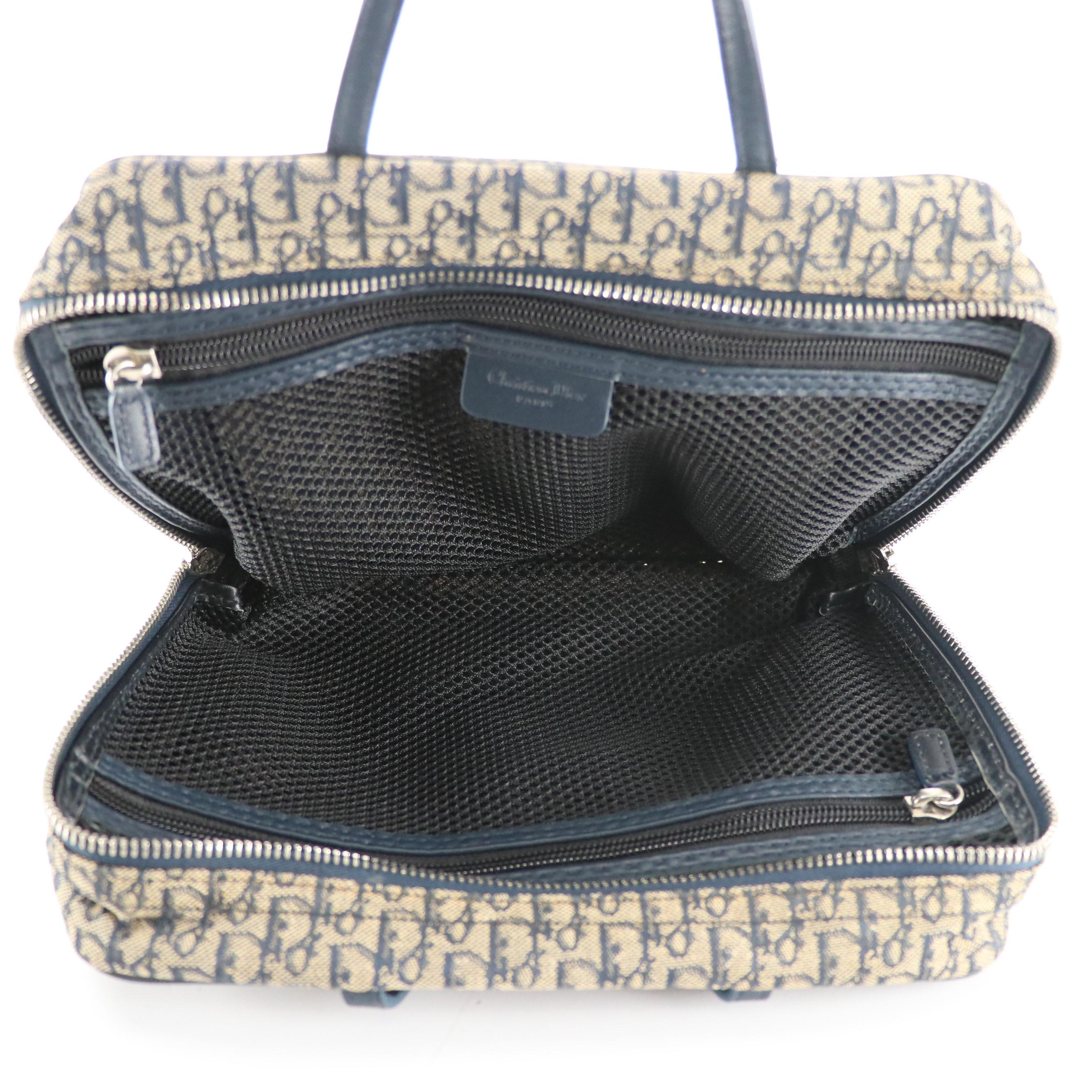 Christian Dior Cosmetic/Travel Bag in Blue Diorissimo Canvas and Leather