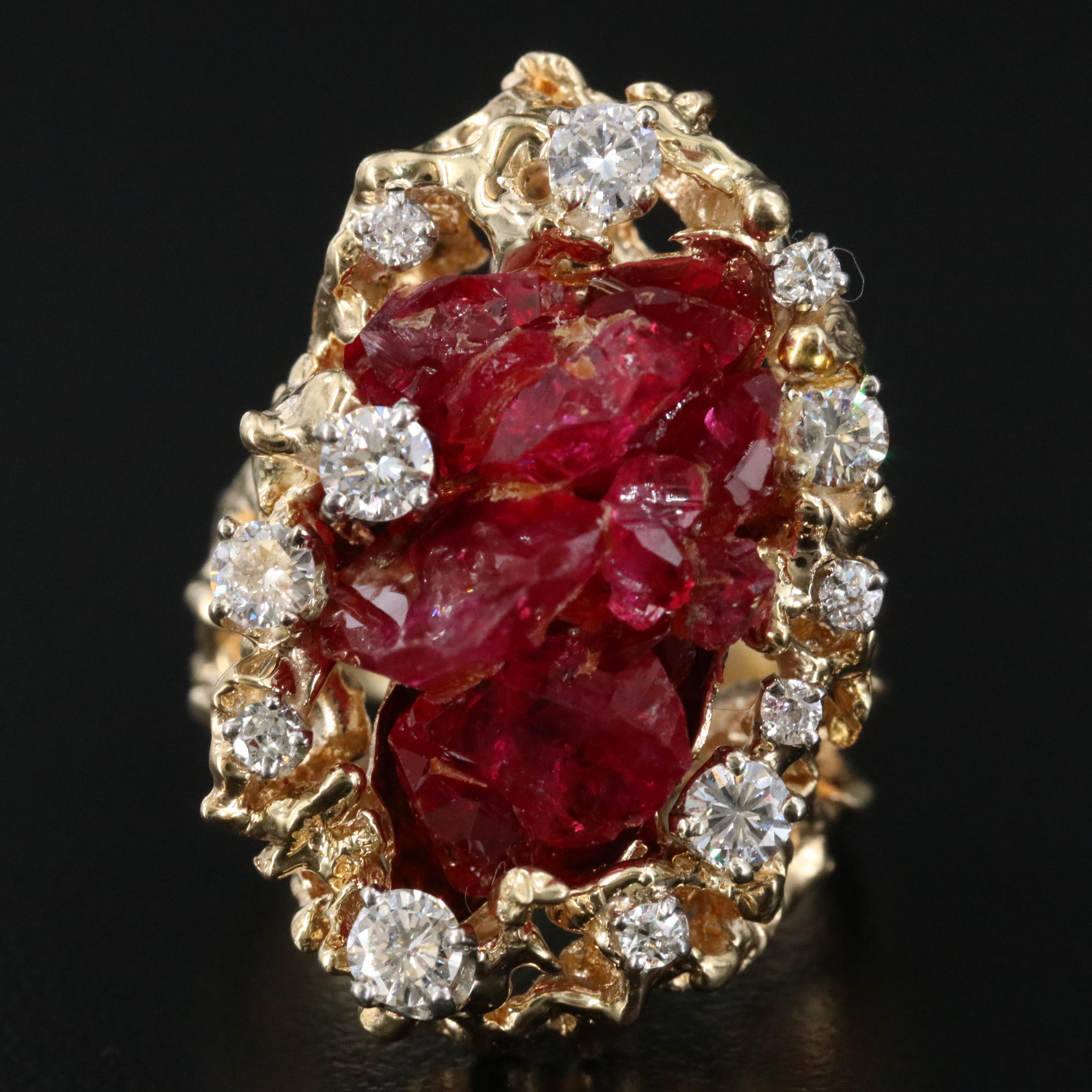 14K Ruby and Diamond Biomorphic Ring