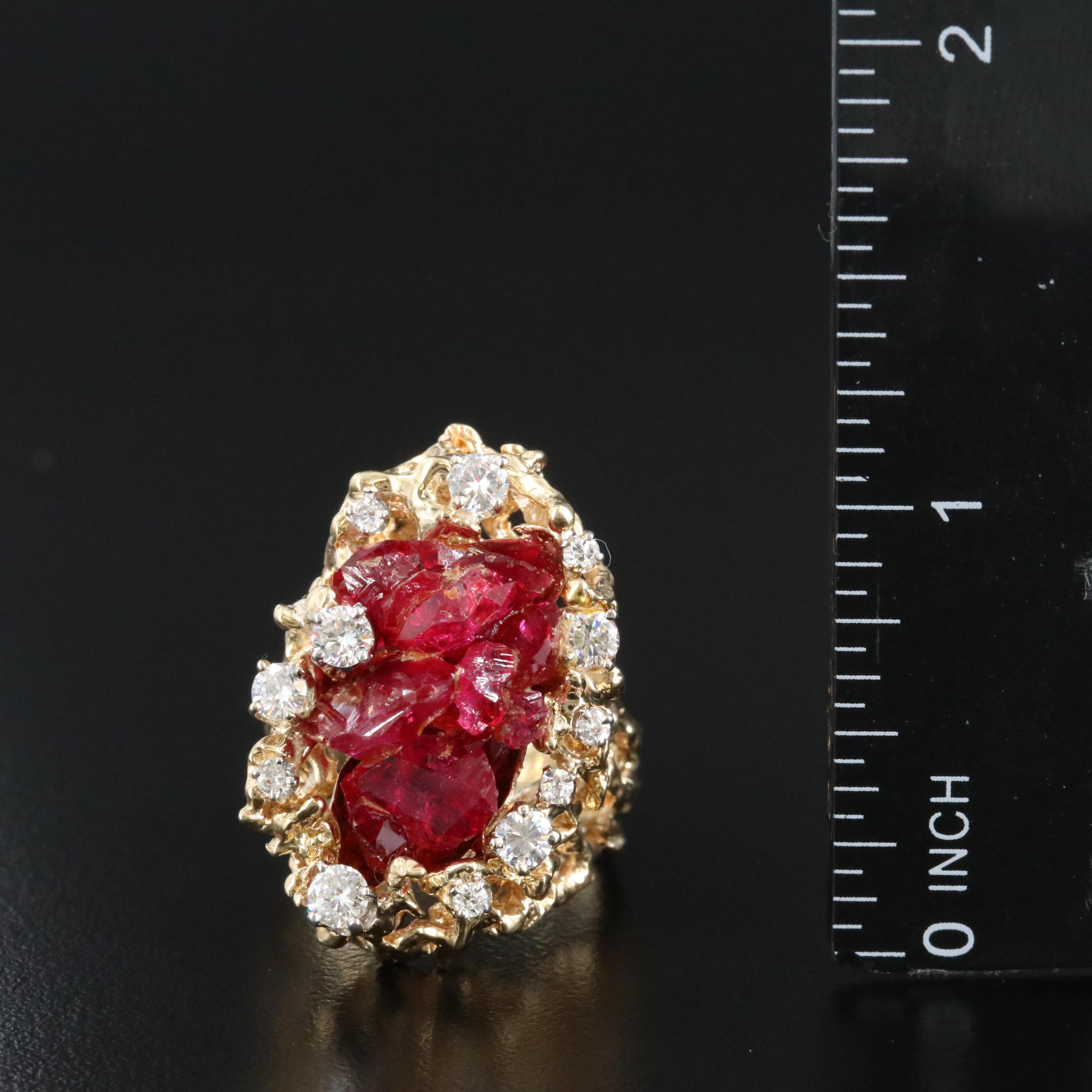 14K Ruby and Diamond Biomorphic Ring