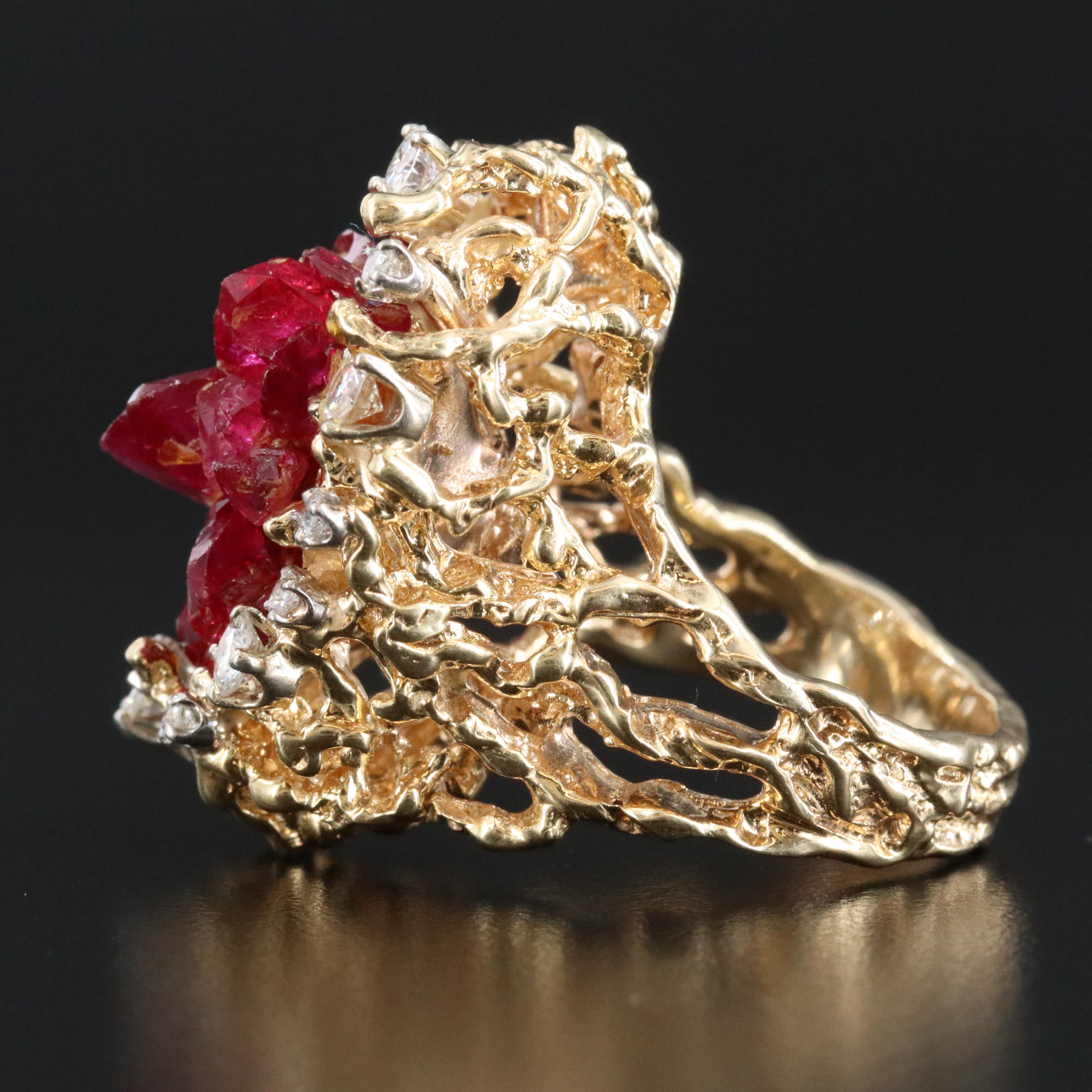 14K Ruby and Diamond Biomorphic Ring