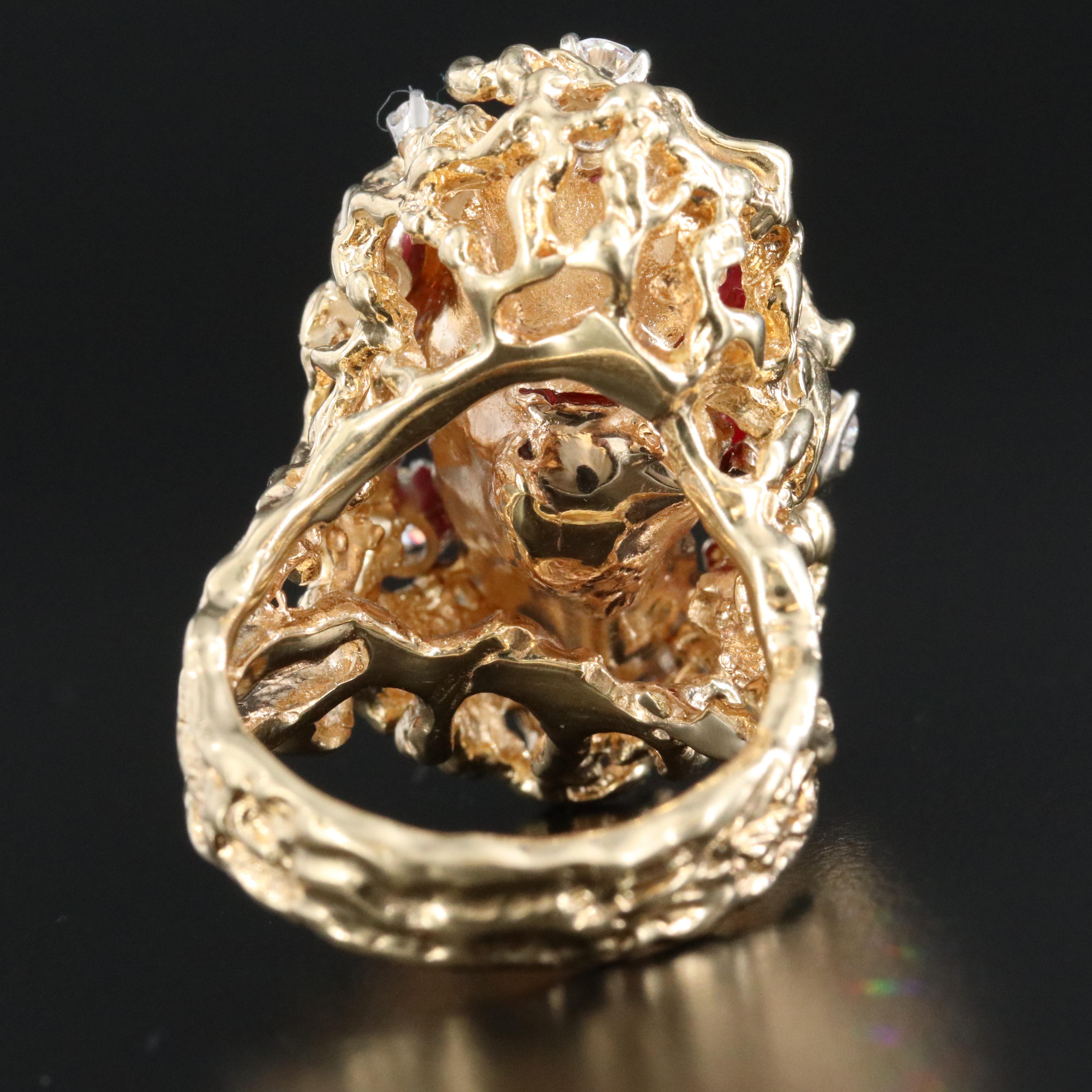 14K Ruby and Diamond Biomorphic Ring