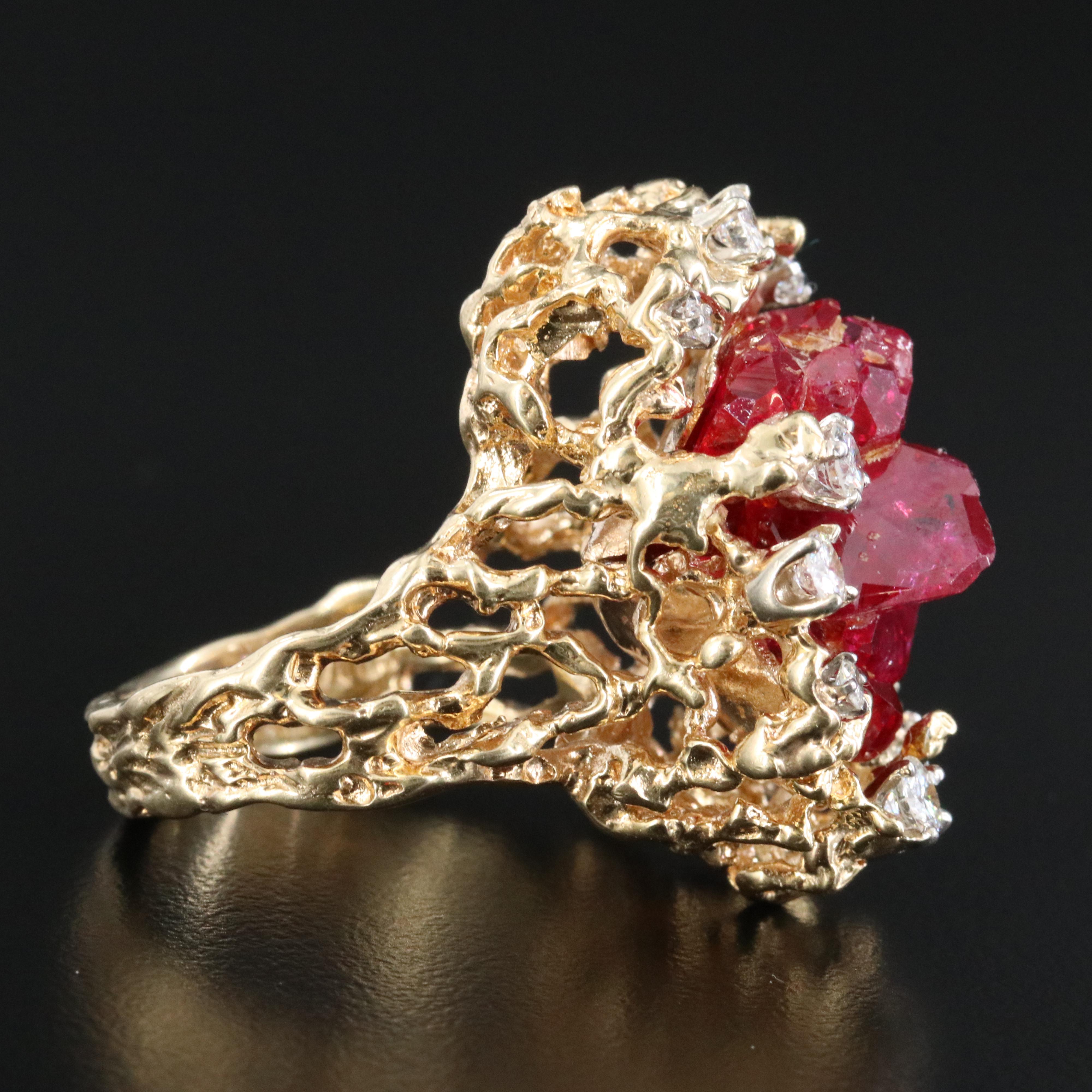 14K Ruby and Diamond Biomorphic Ring