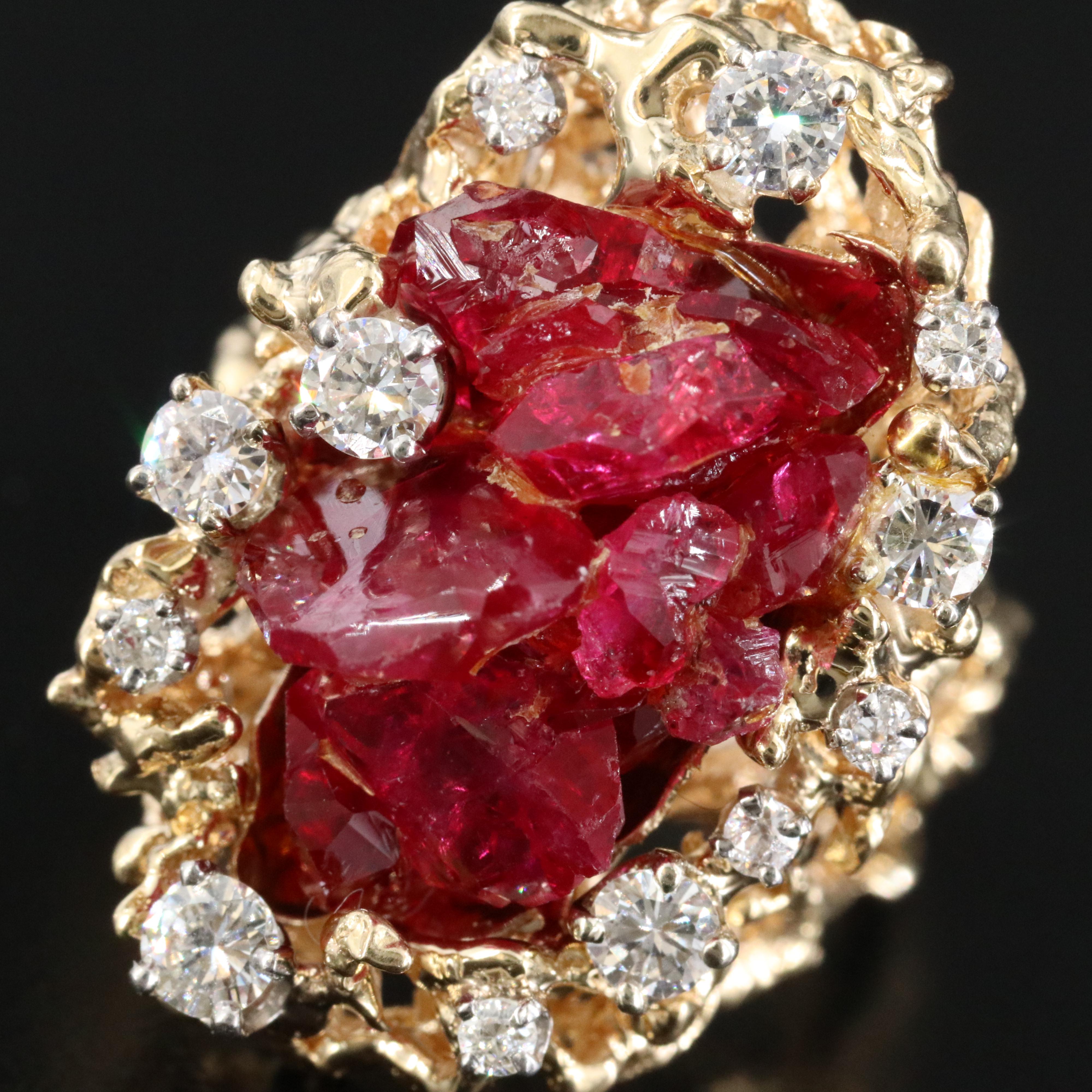 14K Ruby and Diamond Biomorphic Ring