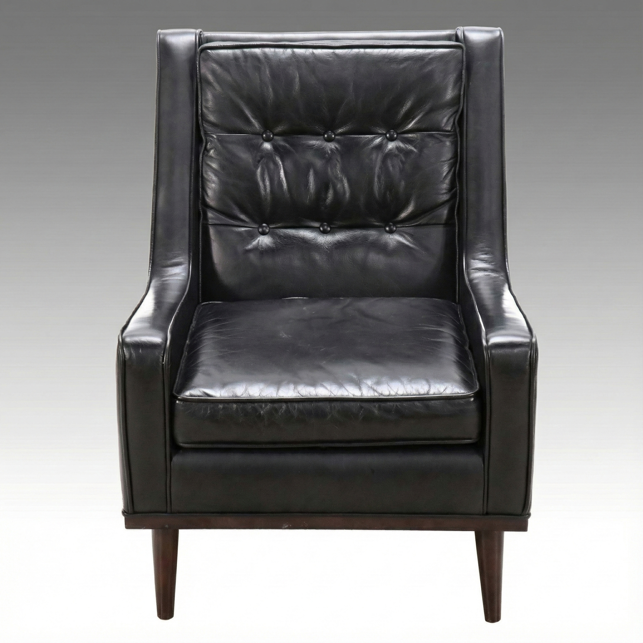 Woodworth Wooden Industries Mid Century Modern Faux Leather Armchair