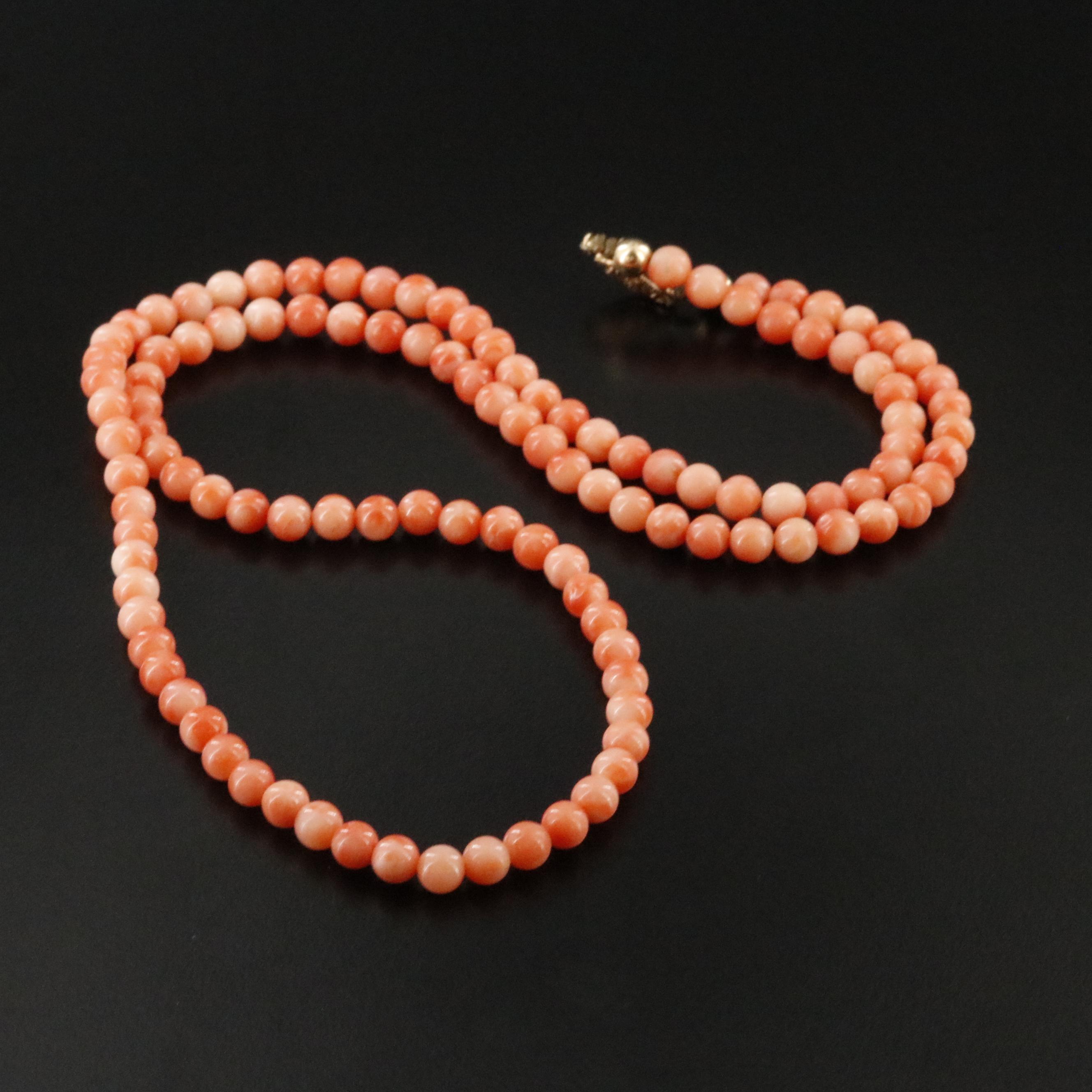 Coral Necklace with 14K Clasp and Accent Beads