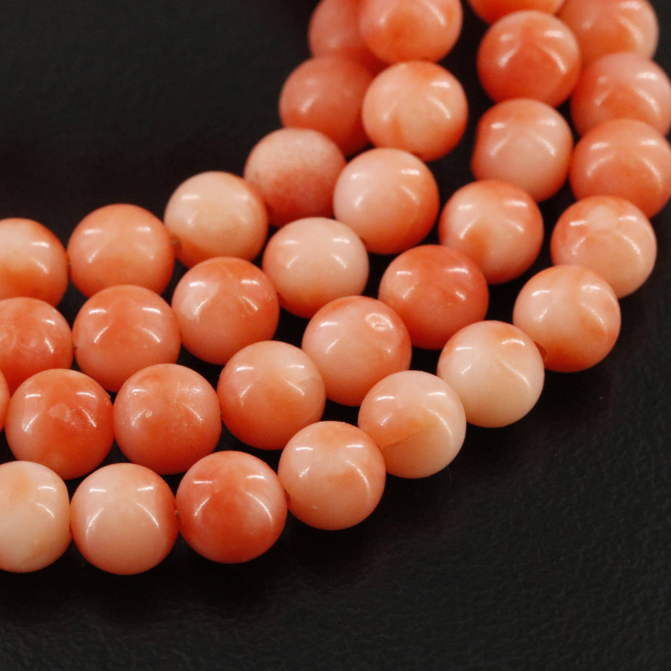 Coral Necklace with 14K Clasp and Accent Beads