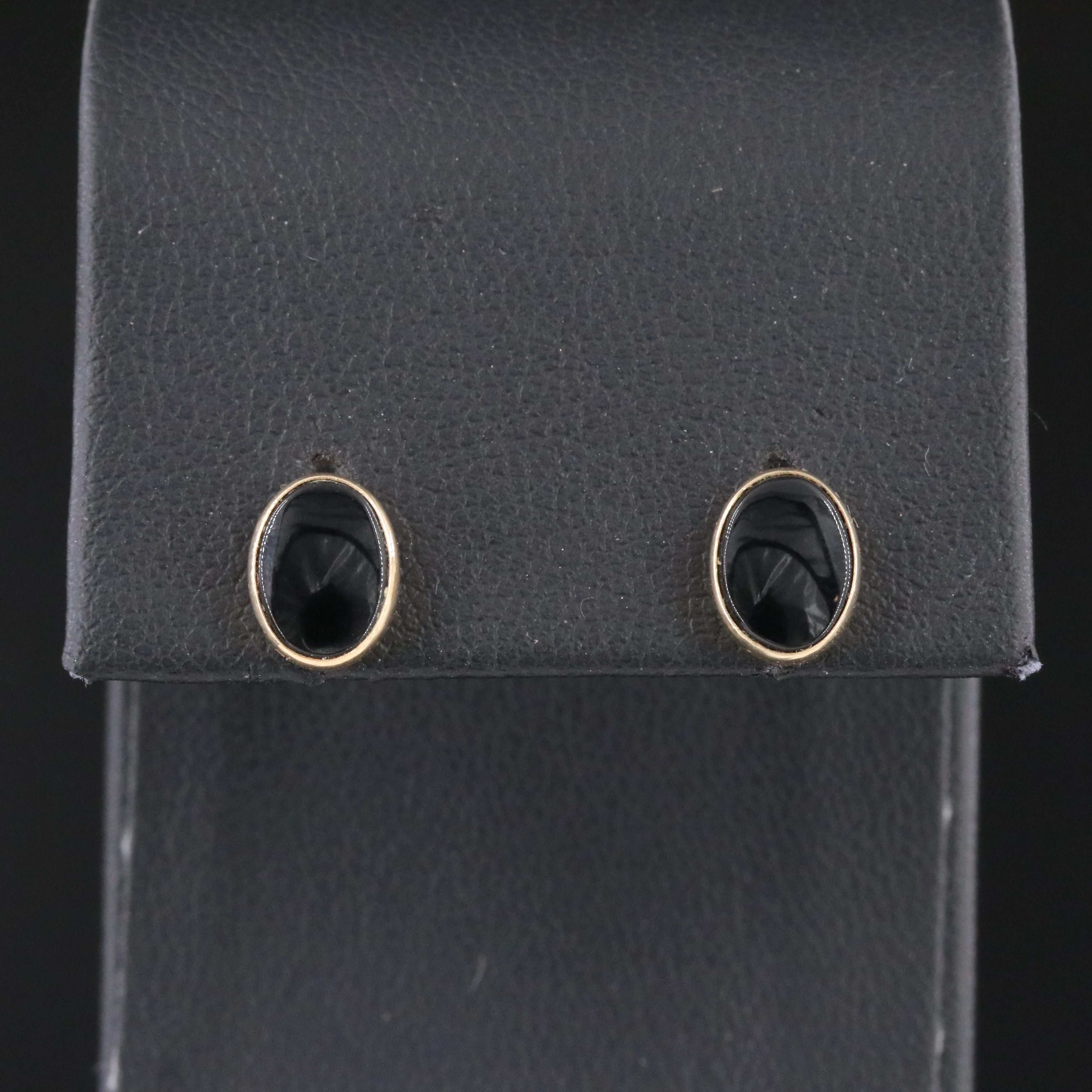 14K Black Onyx Stud Earrings