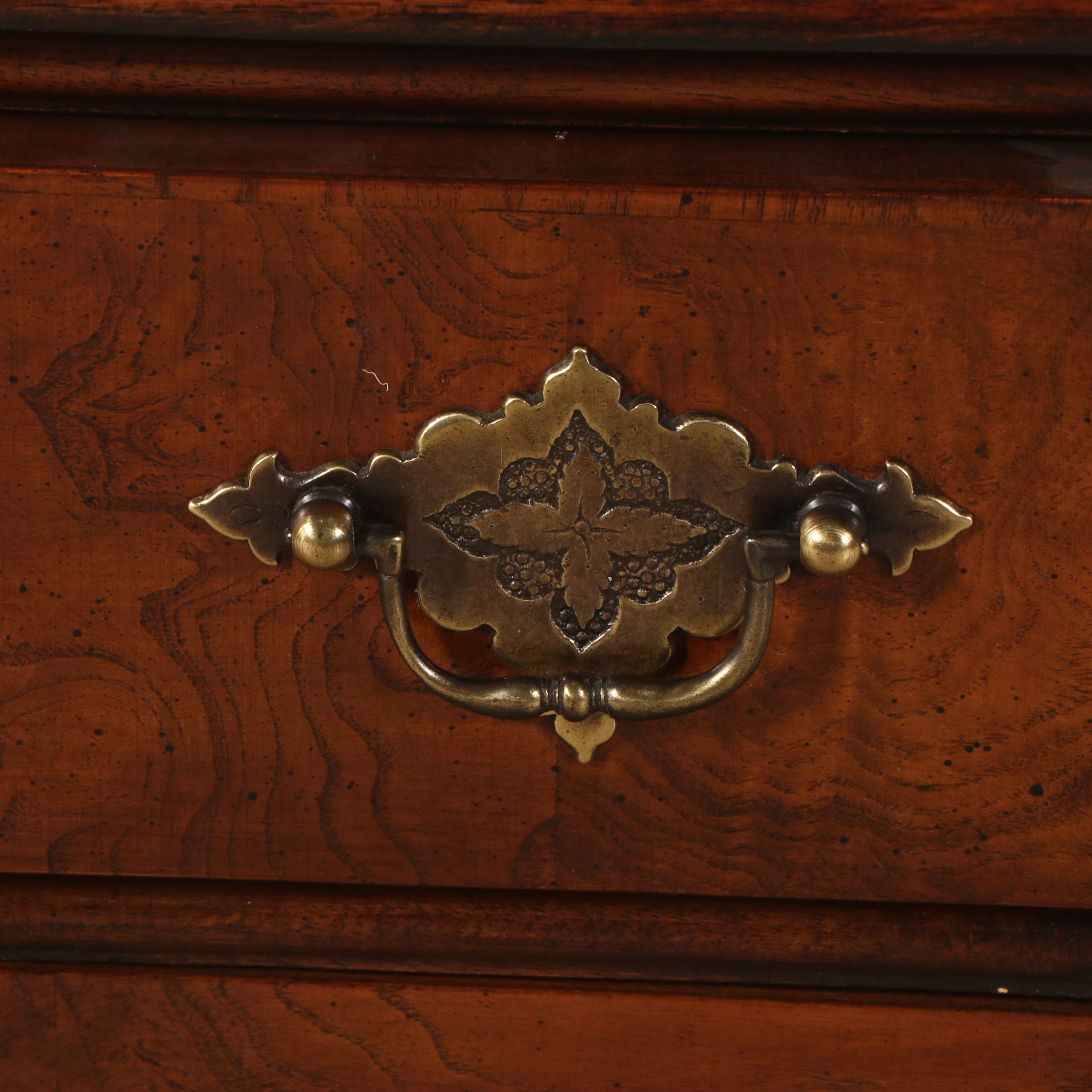 Queen Anne Style Burl and Walnut Low Boy Dressing Table