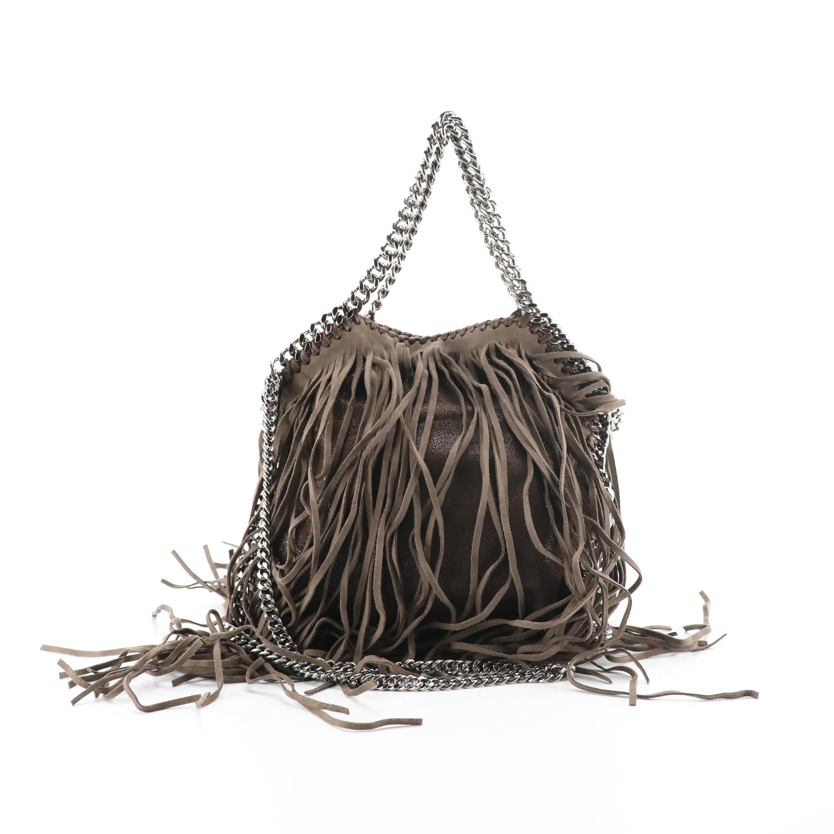 Stella McCartney Fringed Mini Falabella Chain Strap Bag in Brown Shaggy Deerskin