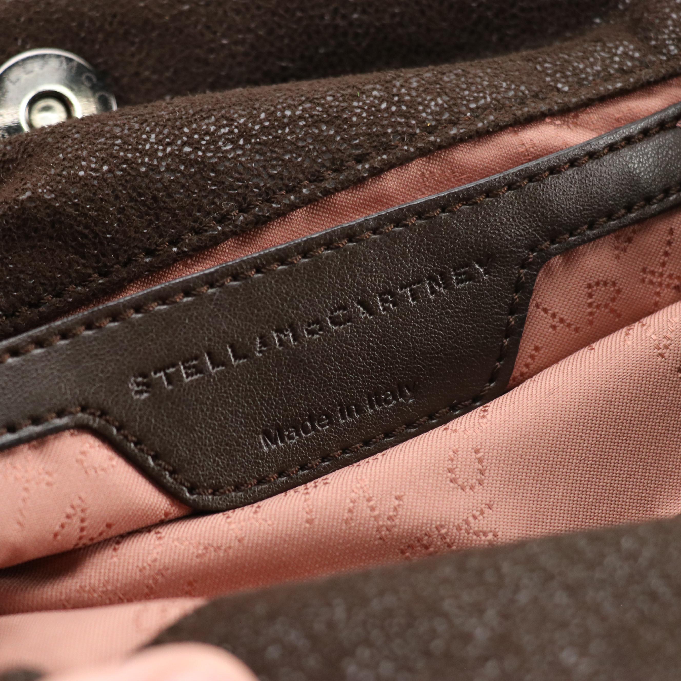 Stella McCartney Fringed Mini Falabella Chain Strap Bag in Brown Shaggy Deerskin