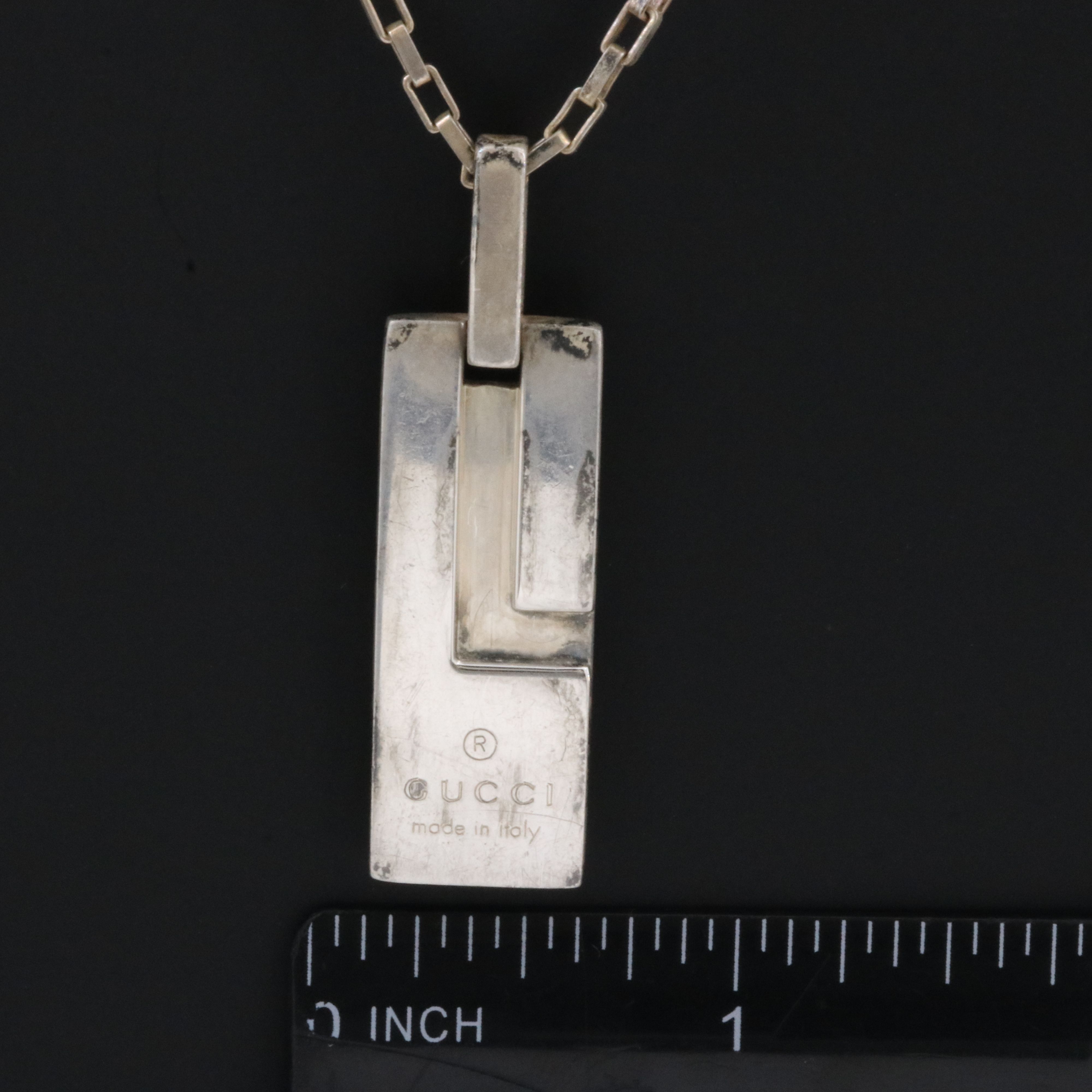 Gucci Sterling G Plate Pendant Necklace