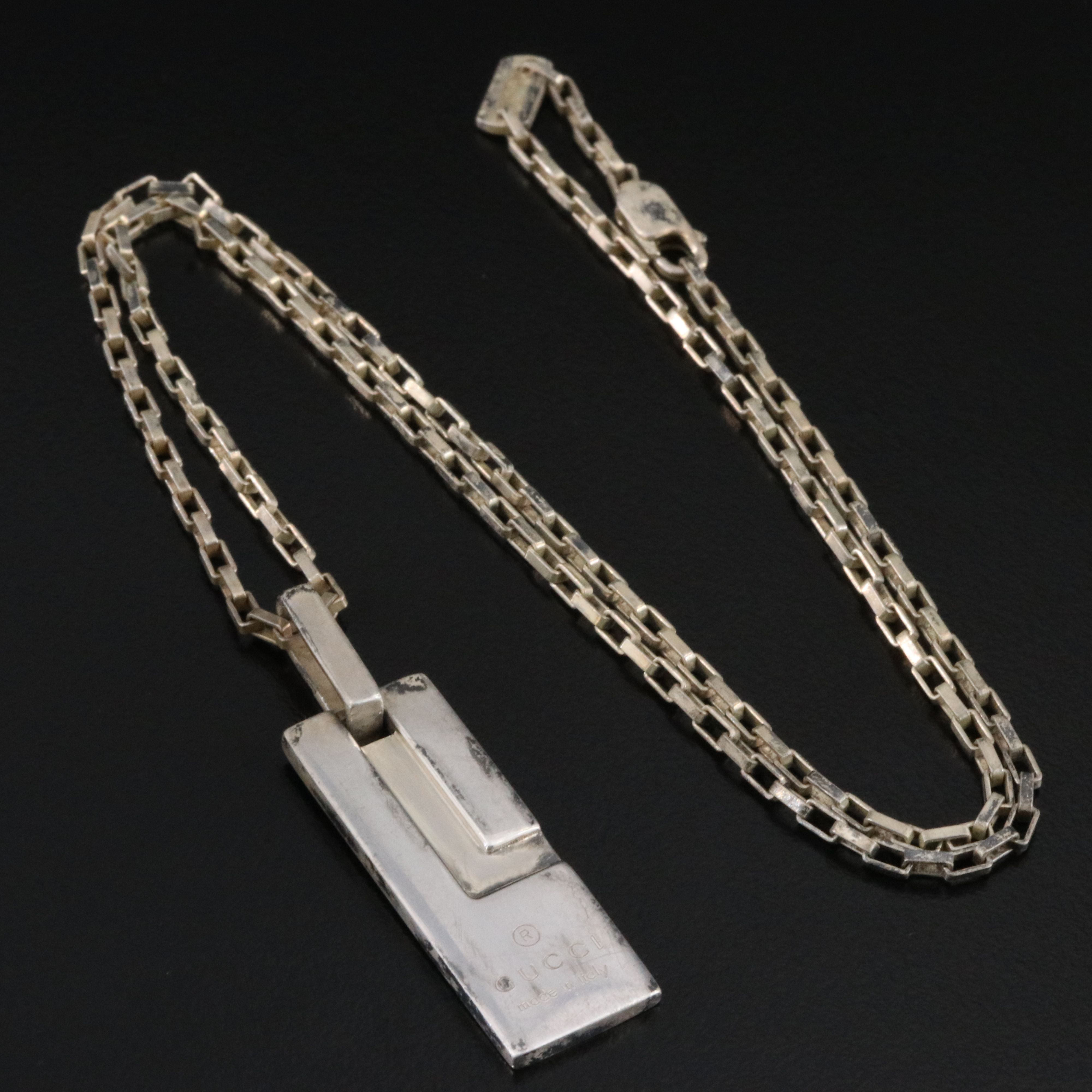 Gucci Sterling G Plate Pendant Necklace