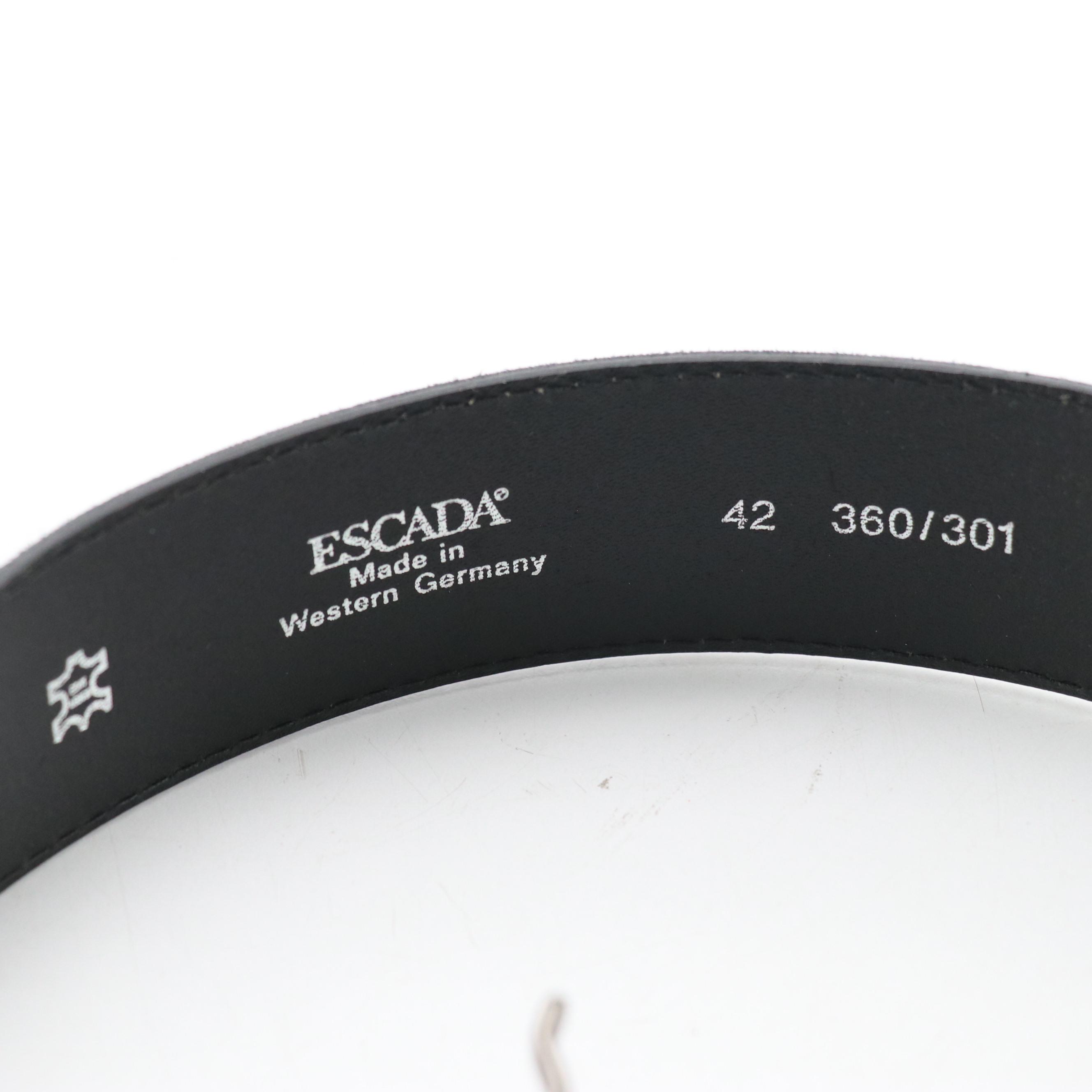 Escada Vintage Navy Blue Suede Belt with Metal and Crocodile Leather Accents