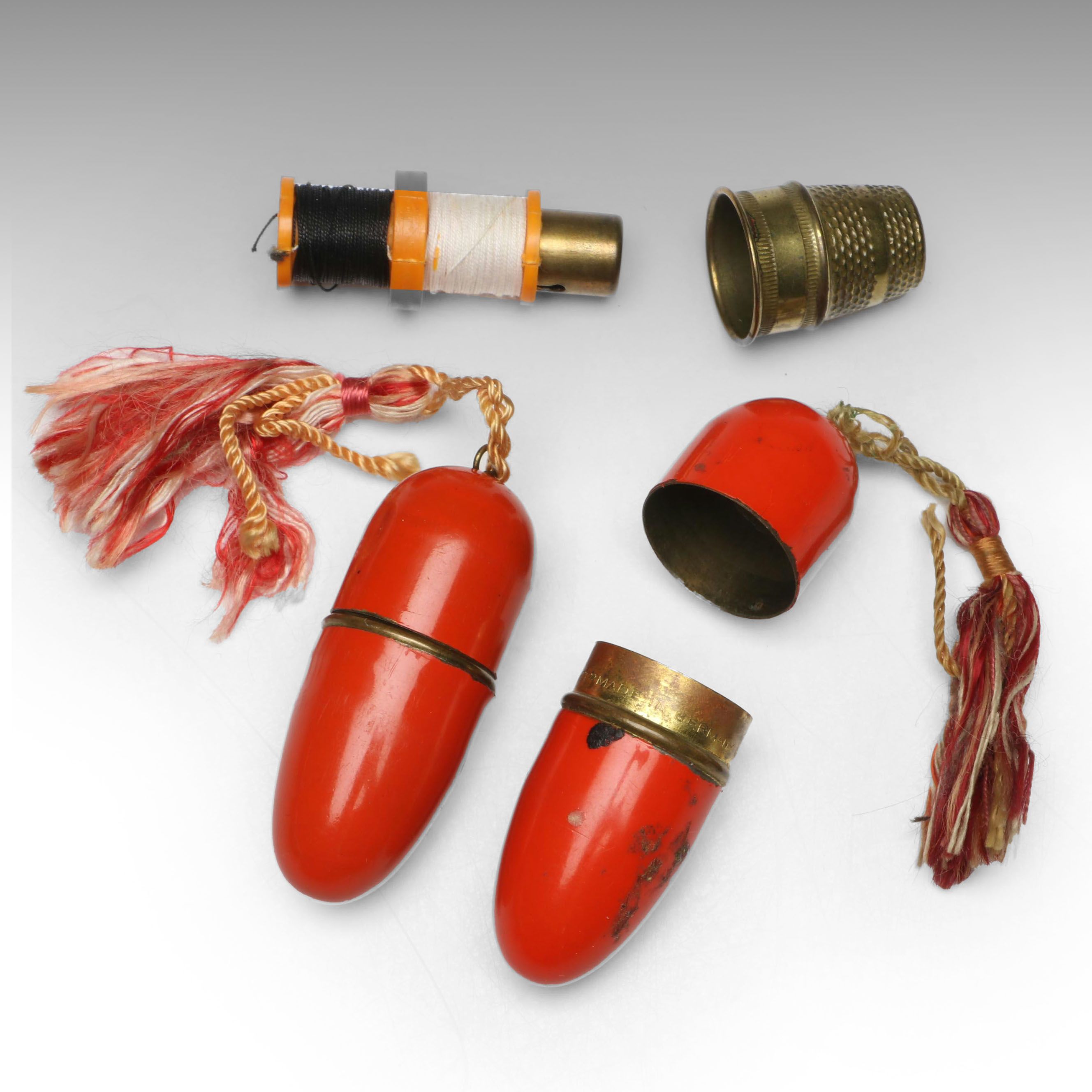 U.S. Zone Germany Enameled Brass Travel Sewing Kits, 1945-1949