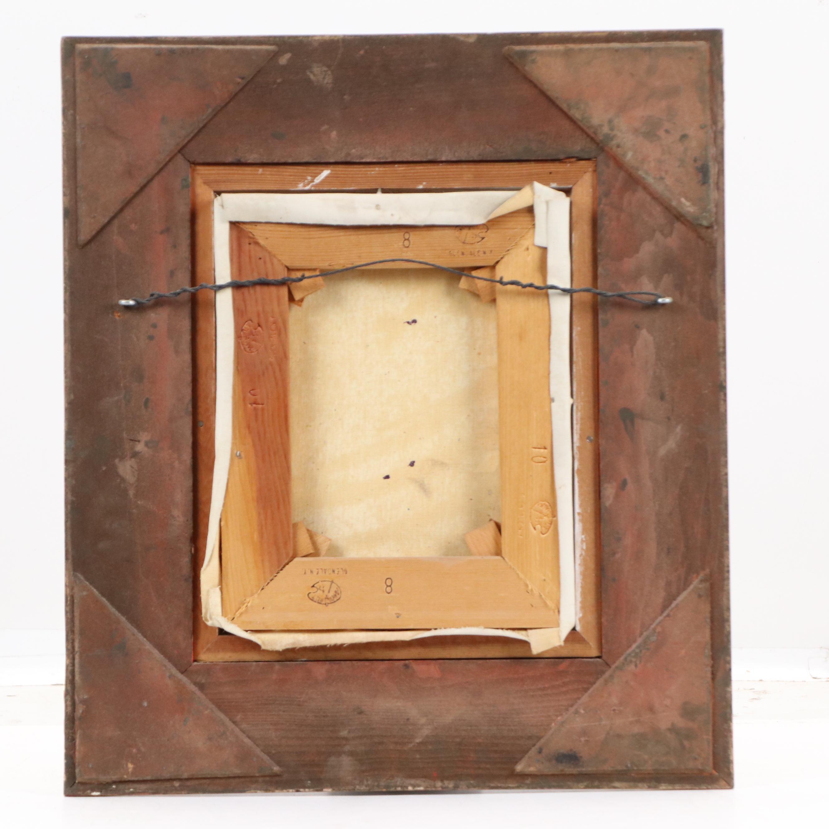 Rocco Stylized Oil Painting of Street Scene, Mid- to Late 20th Century