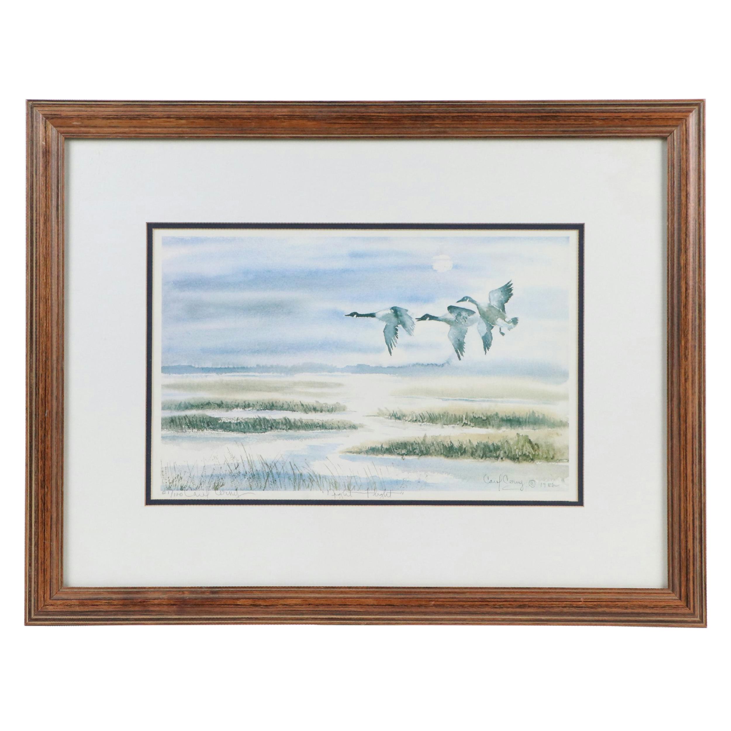 Carl Cerney Offset Lithograph "Night Flight," 1982