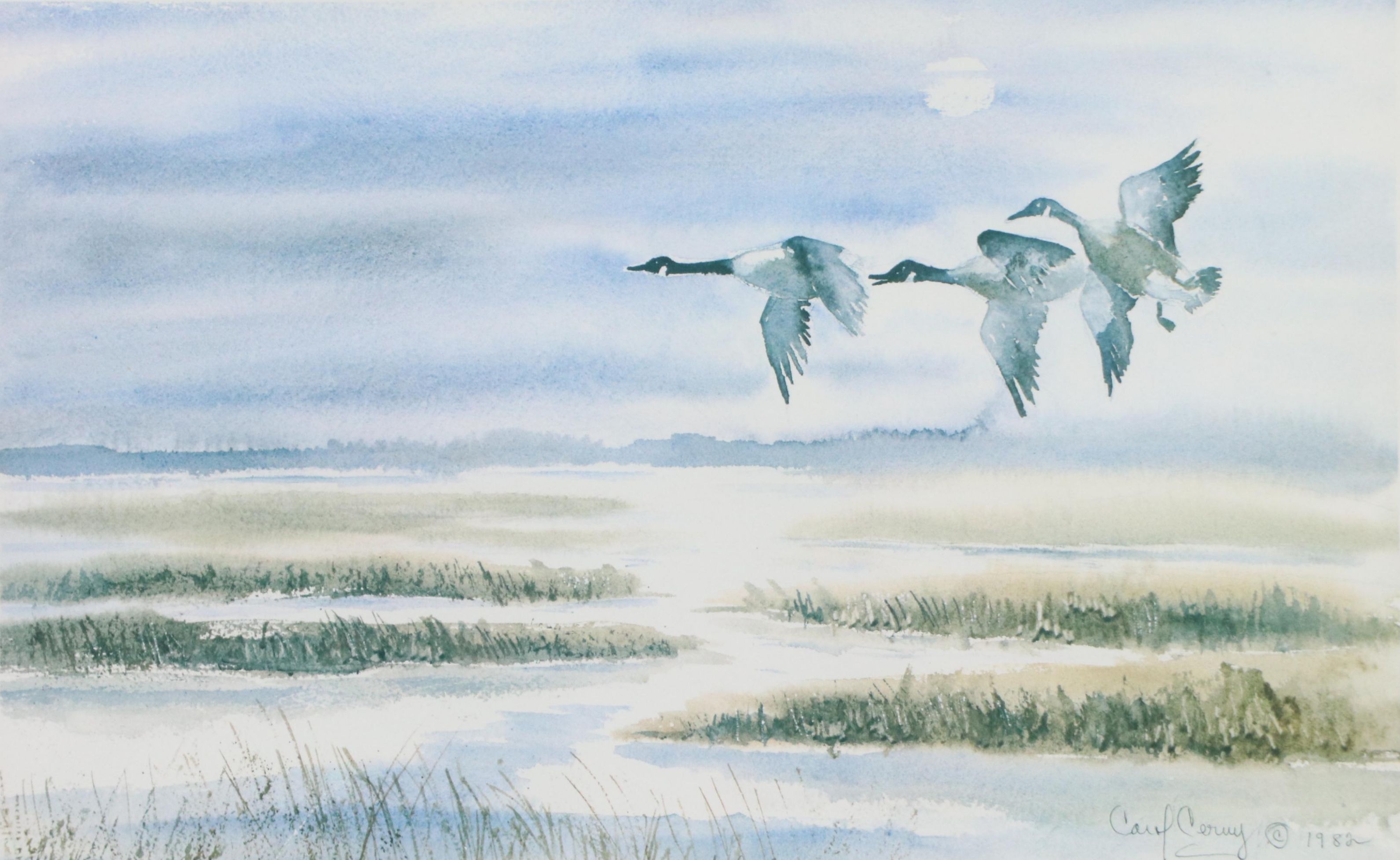 Carl Cerney Offset Lithograph "Night Flight," 1982