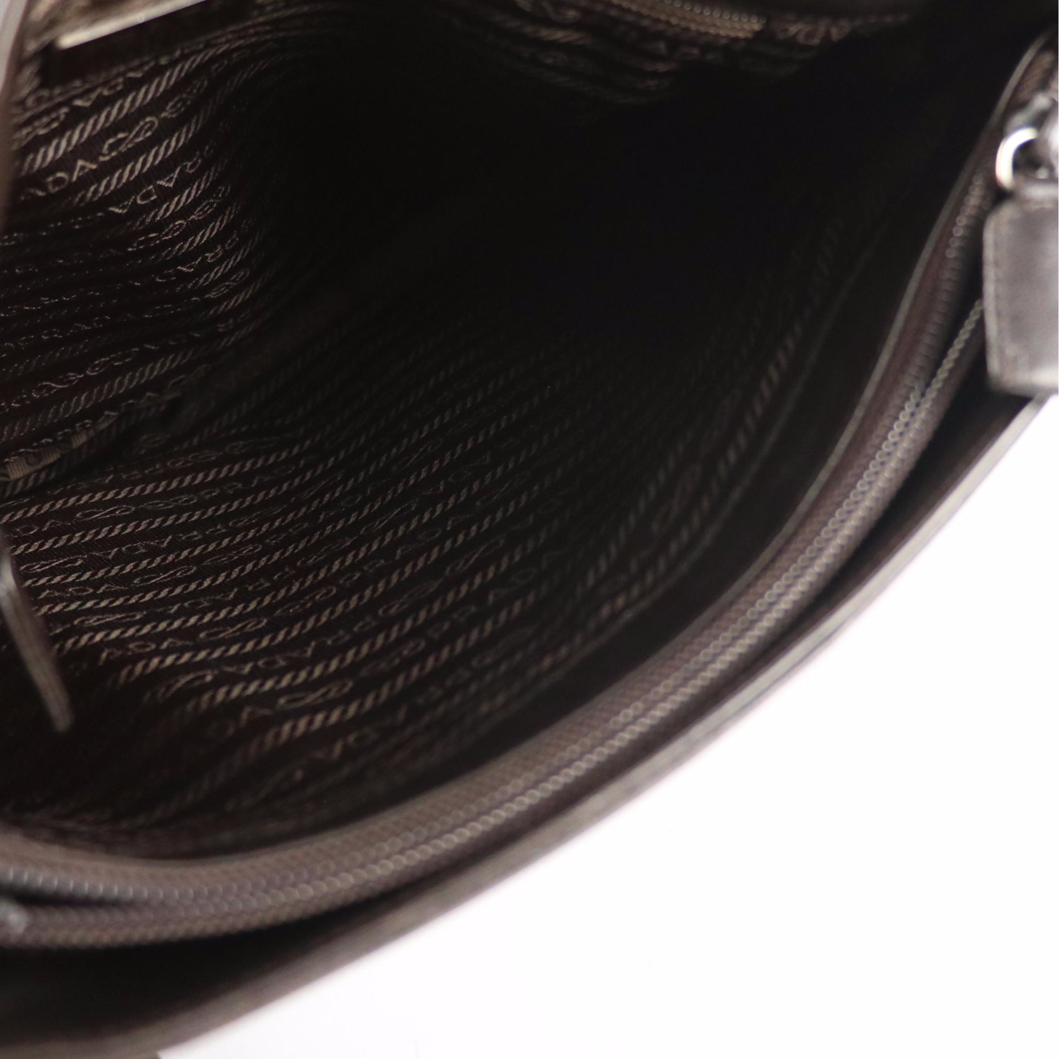 Prada Chain Link Shoulder Tote in Bark Brown Calfskin Leather