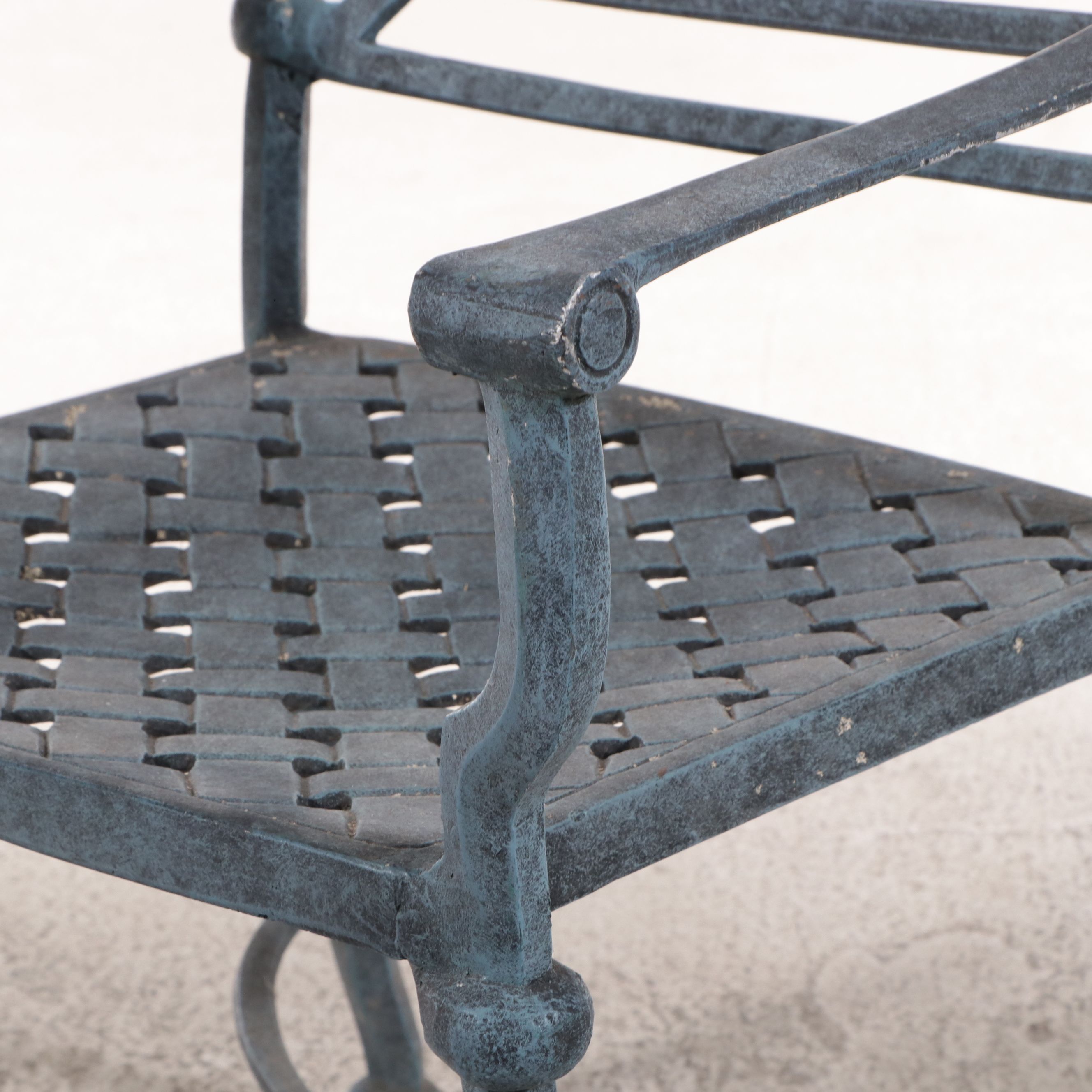 Five Piece Directoire Style  Patio Dining Set with Glass Top Pedestal Table