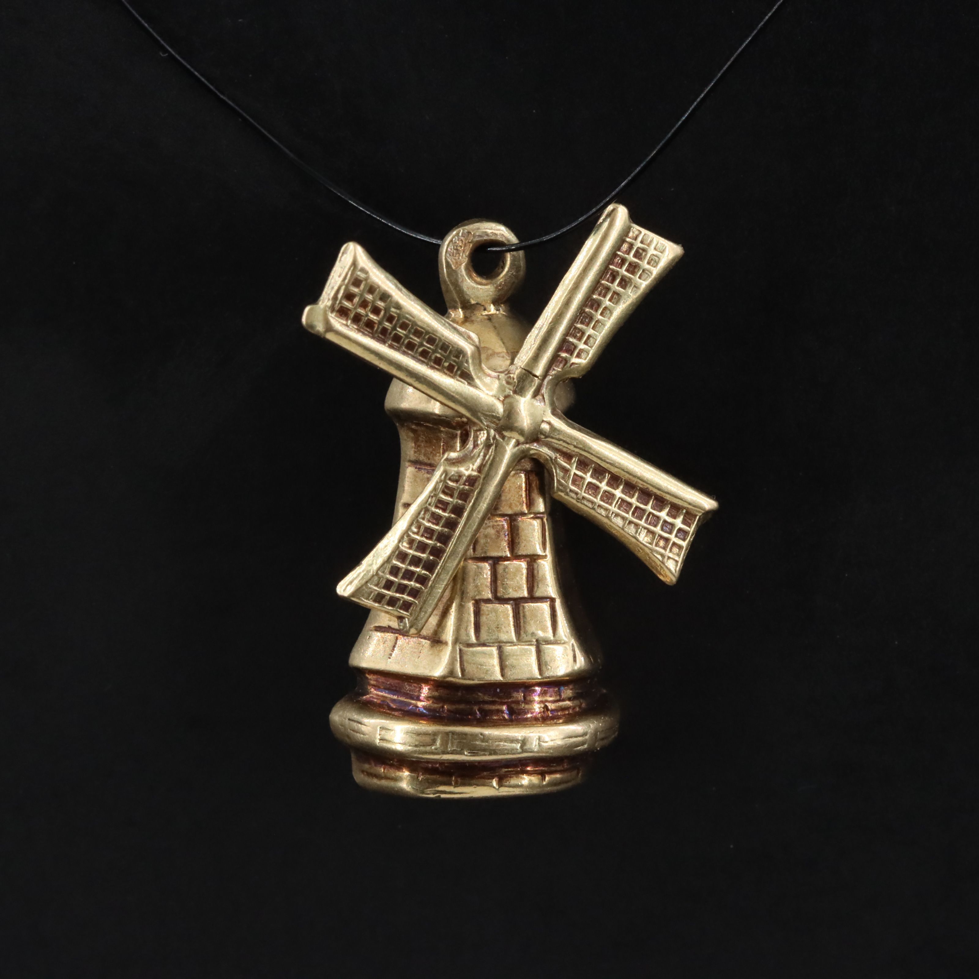 14K Articulated Windmill Charm Pendant