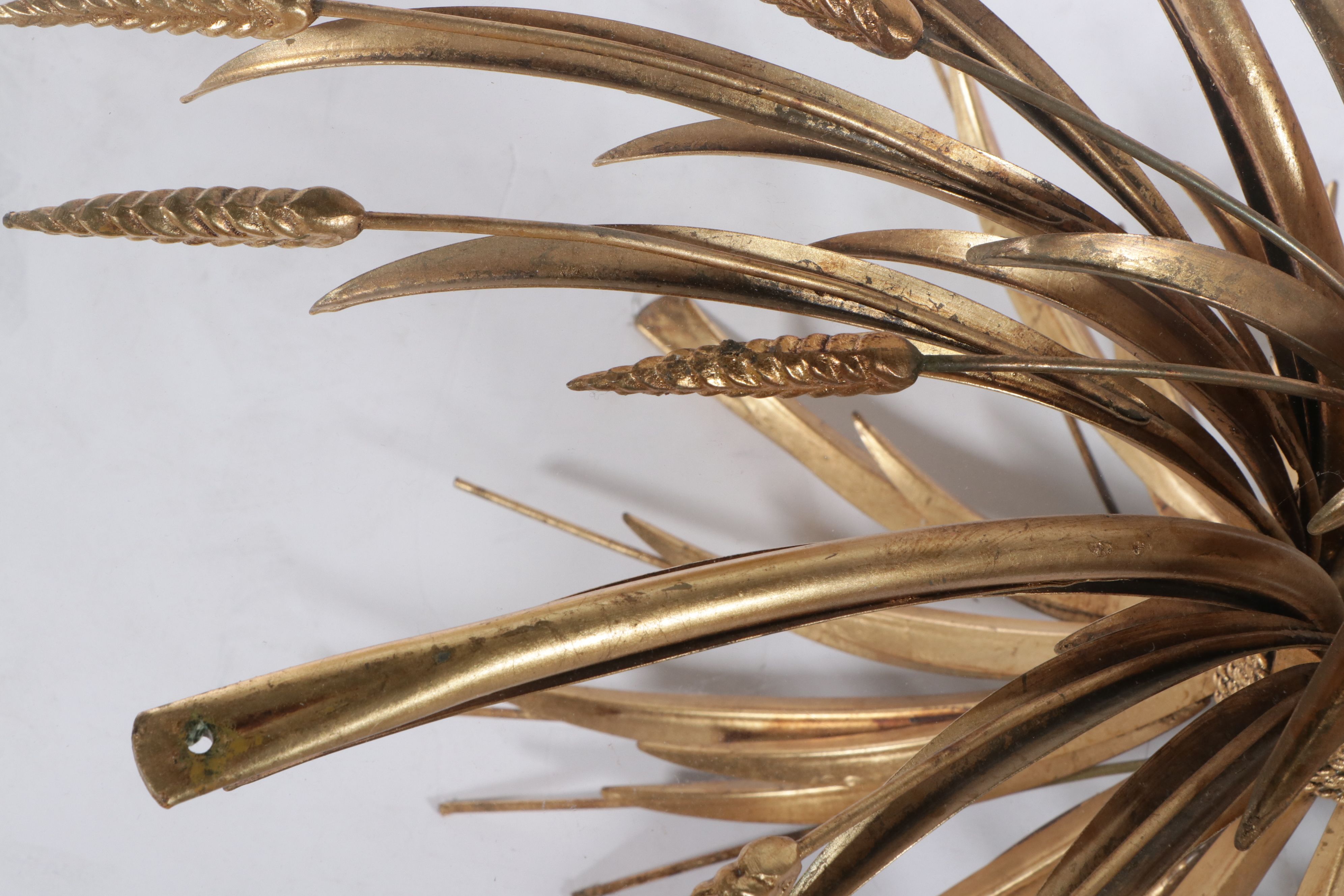 Italian Regency Style Gilt Metal Wheat Sheaf Glass Top Table