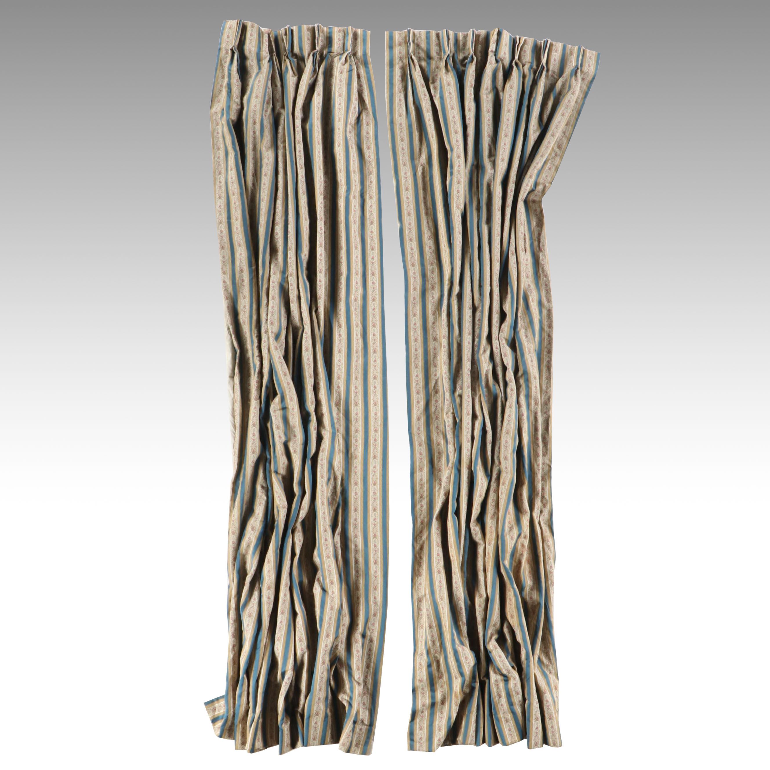 Victorian Style Striped Floral Curtains