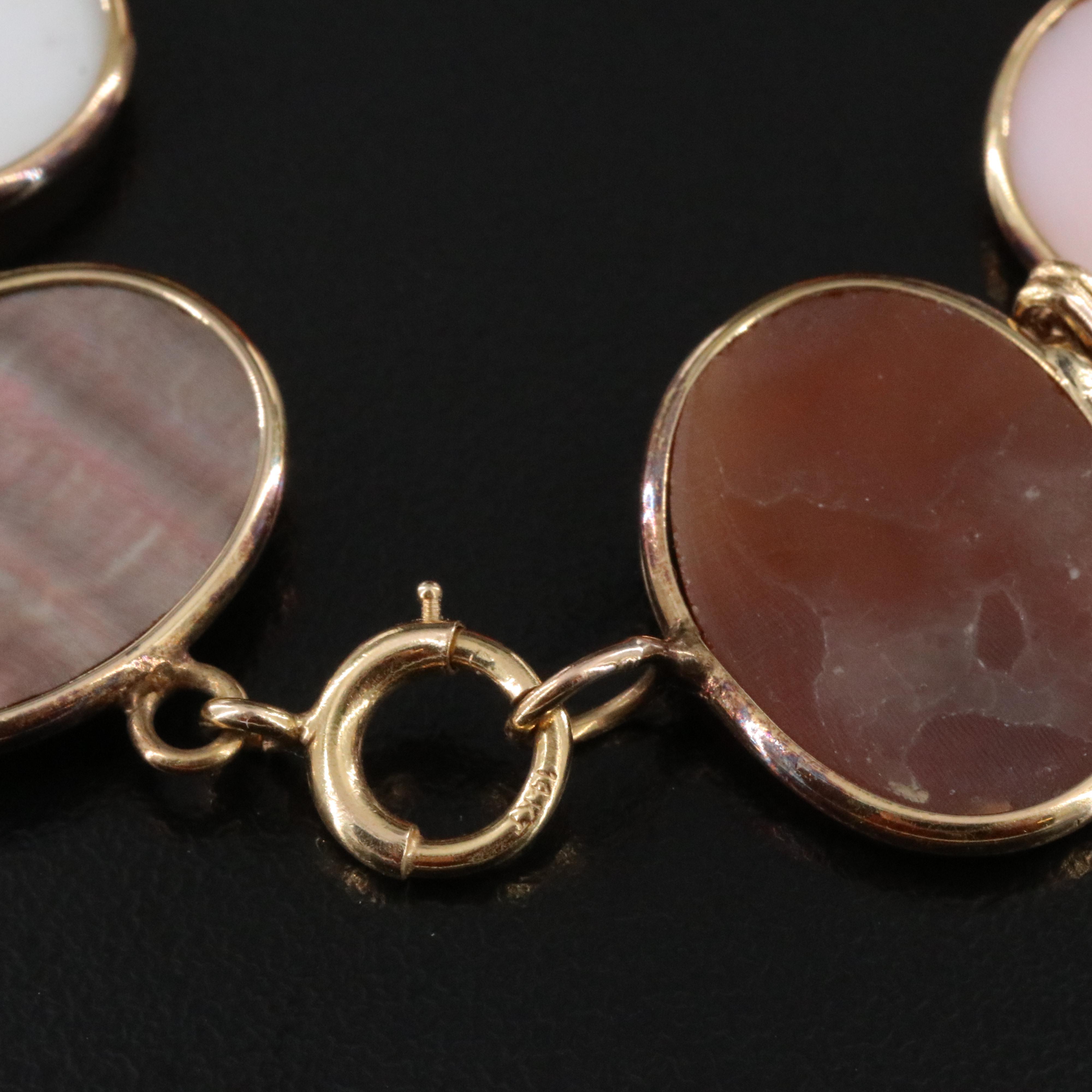 Victorian 14K Shell and Mother-of-Pearl Grand Tour Bracelet