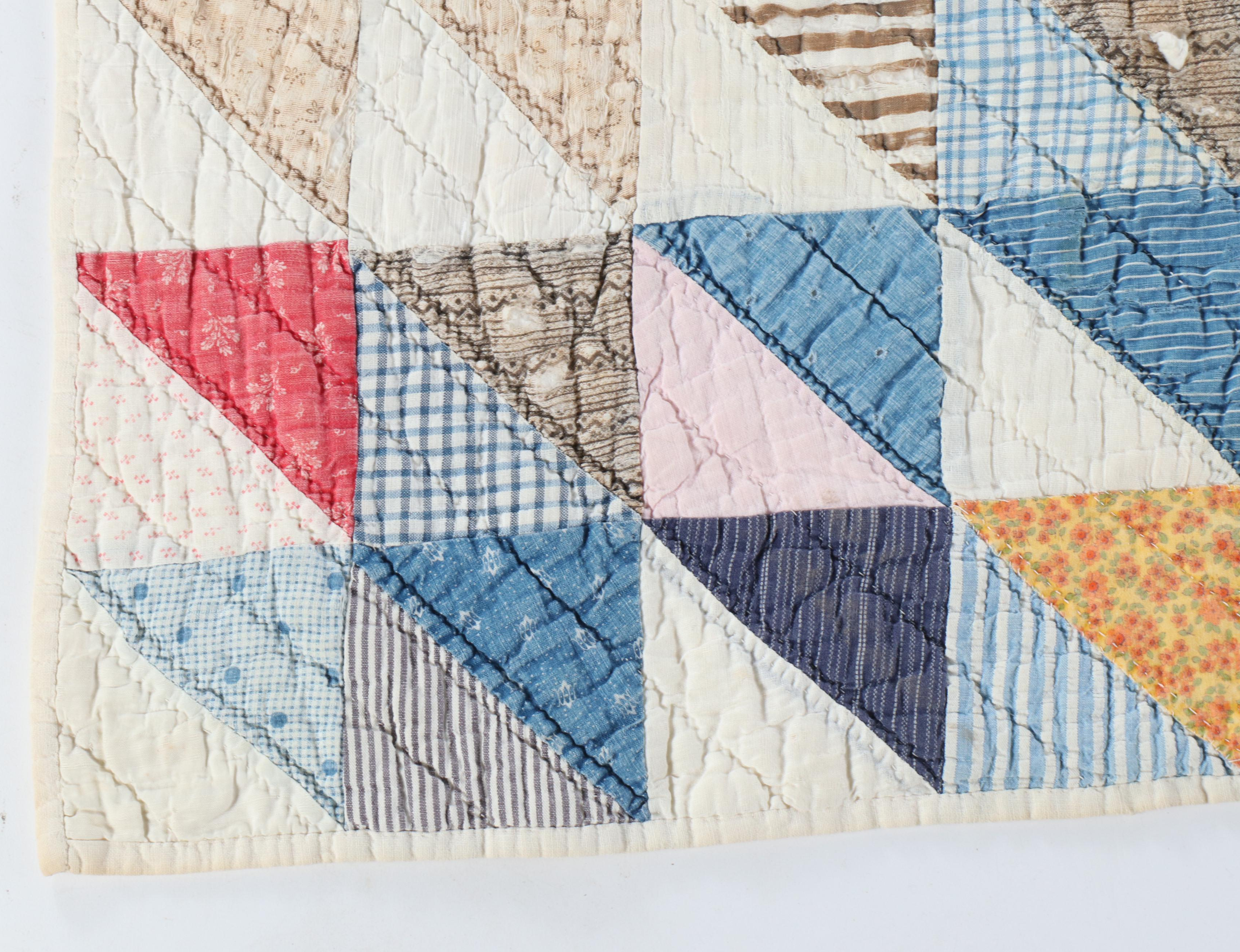 Hand-Pieced "Half-Square Triangle" Patchwork Quilt