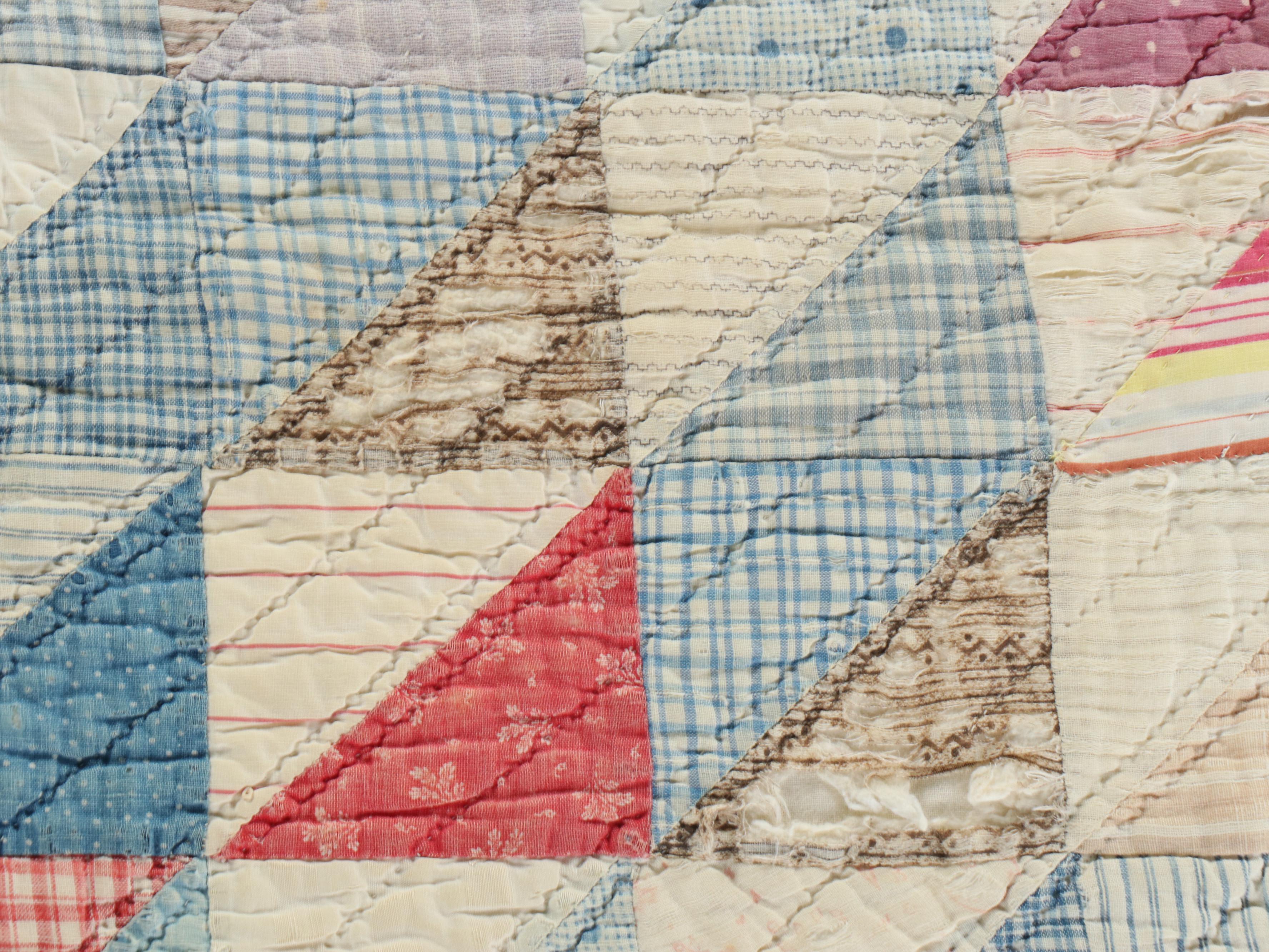 Hand-Pieced "Half-Square Triangle" Patchwork Quilt