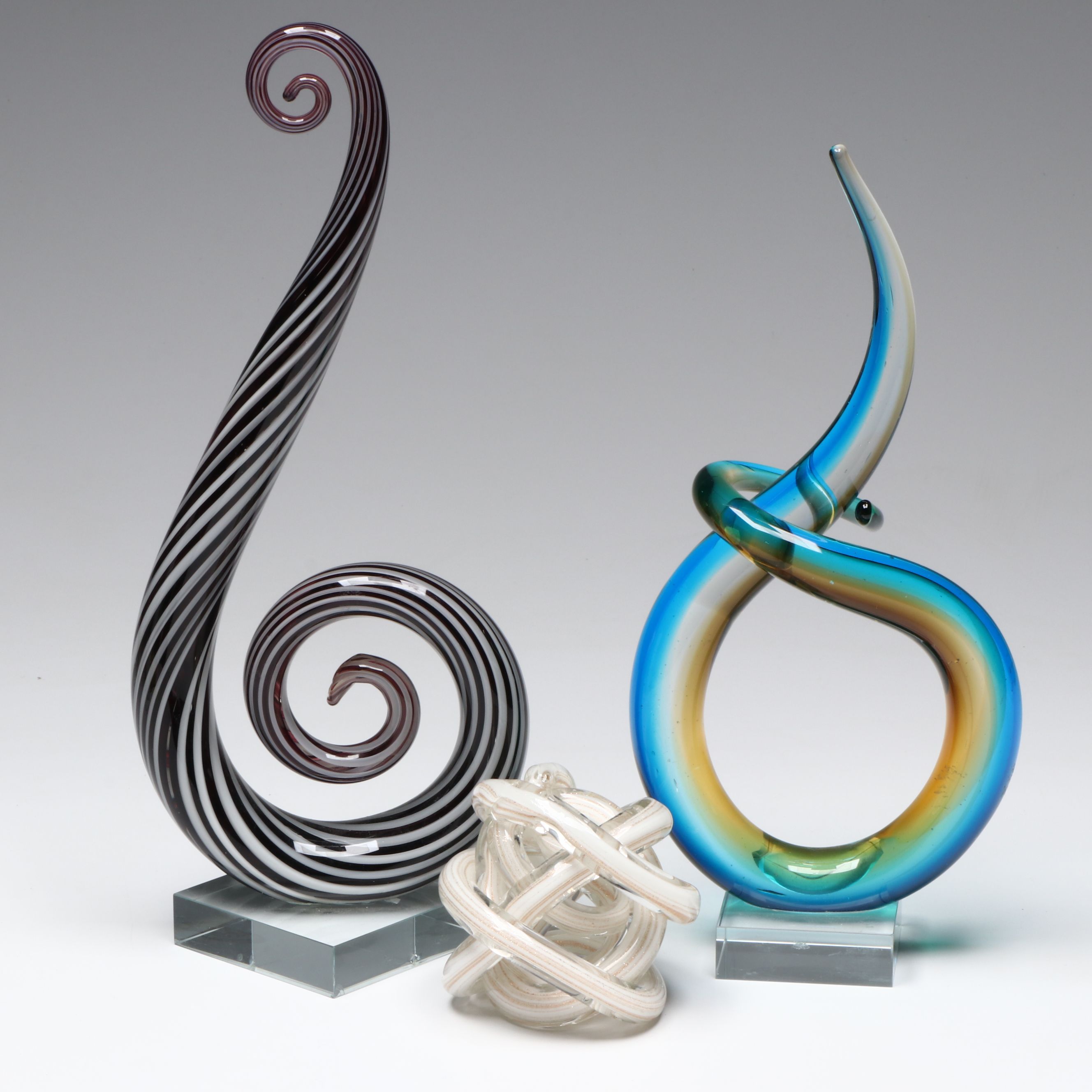 Italian Murano Style Love Knot with Other Art Glass Sculptures