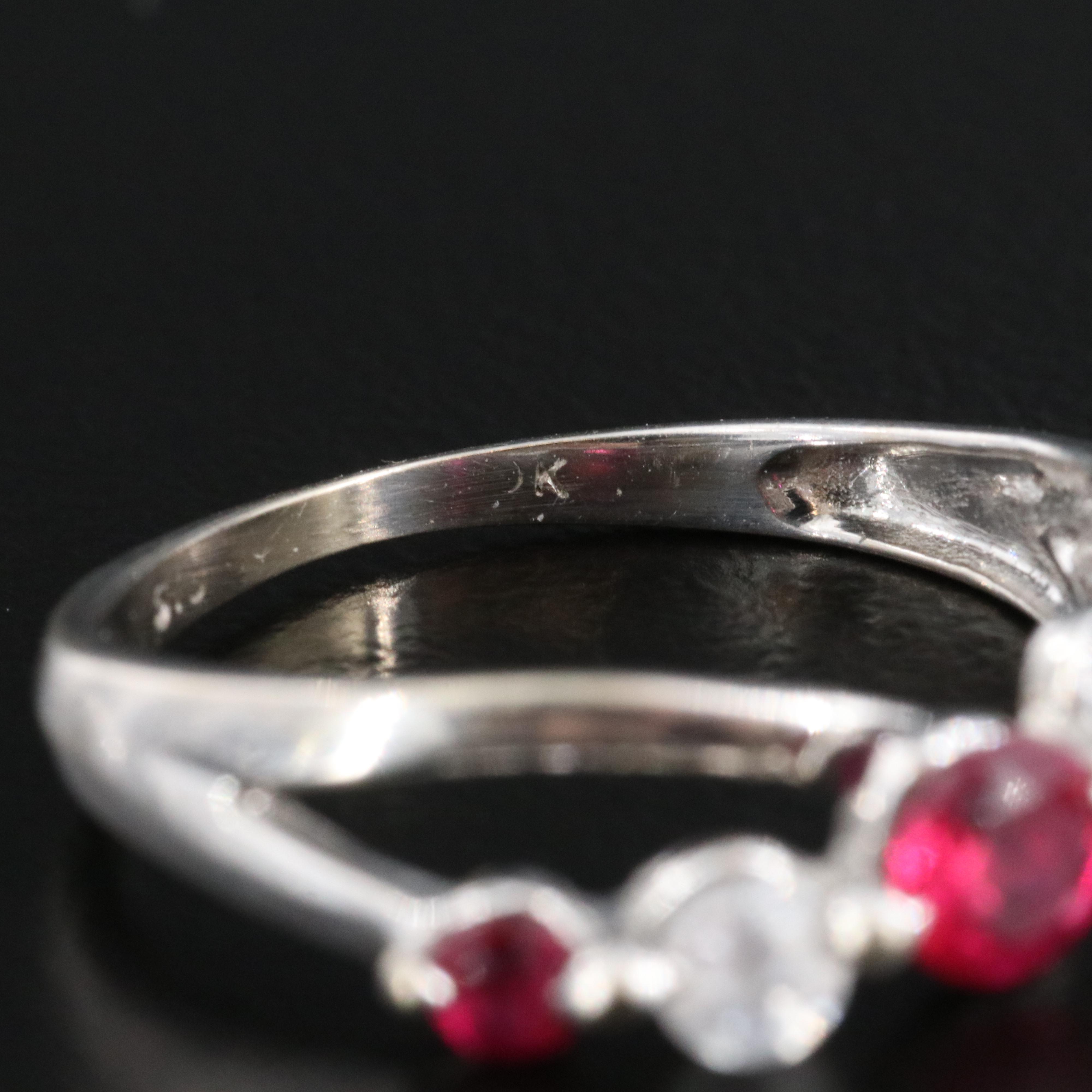10K Ruby and White Topaz Crossover Ring