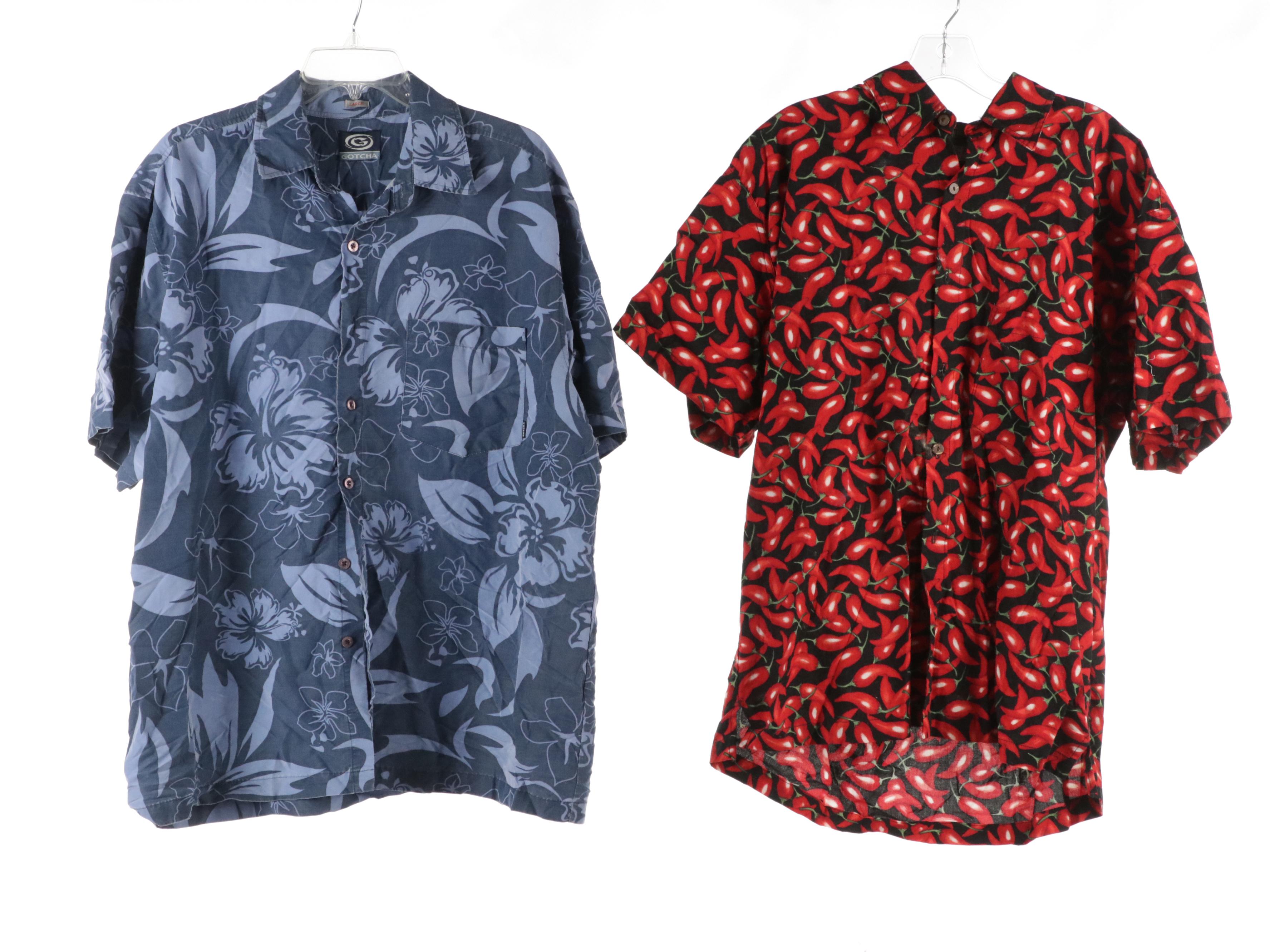 Men's Vintage Leopard, Chili Pepper and Floral Printed Hawaiian Shirts