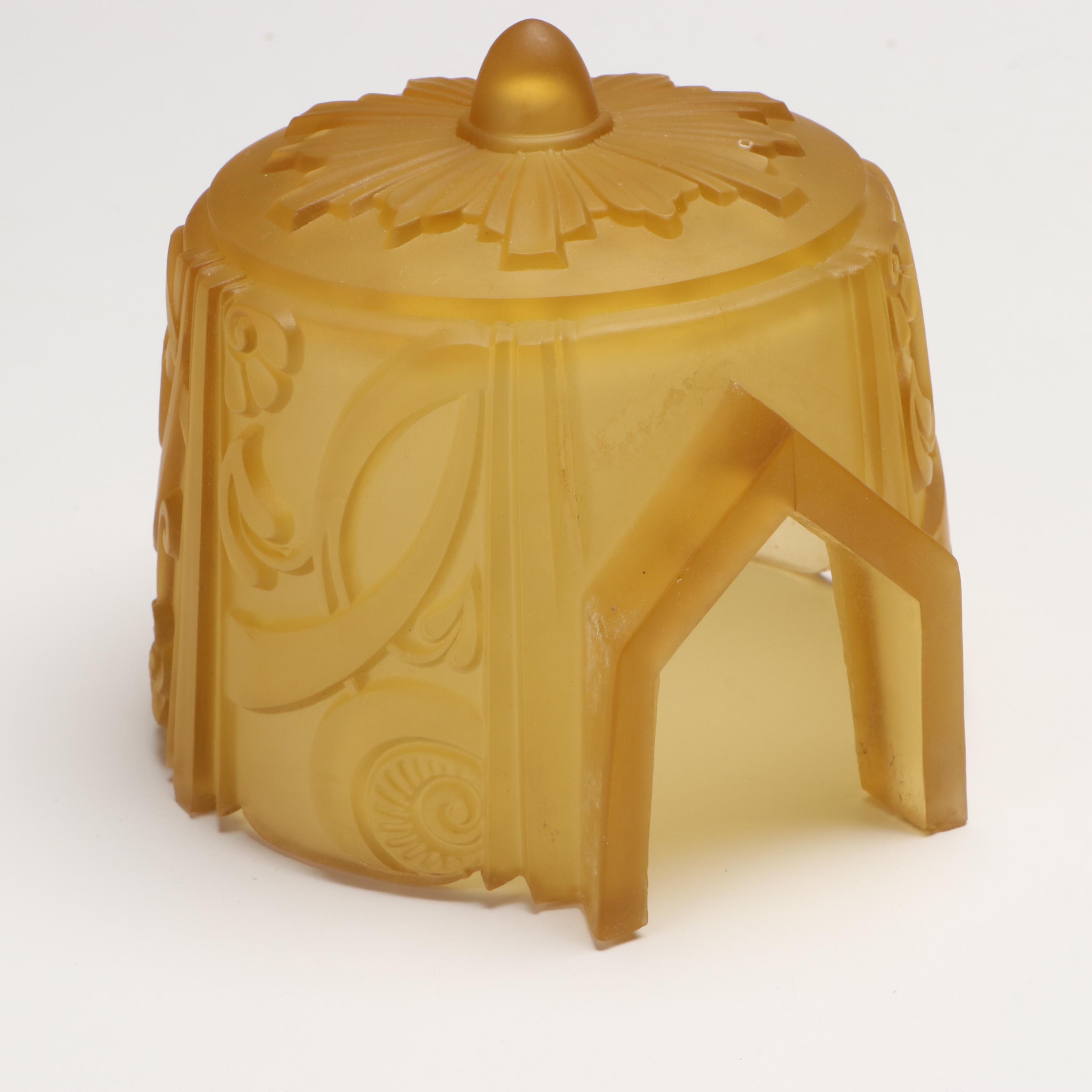 Art Deco Frosted Amber Glass Slip Shades, Early 20th Century