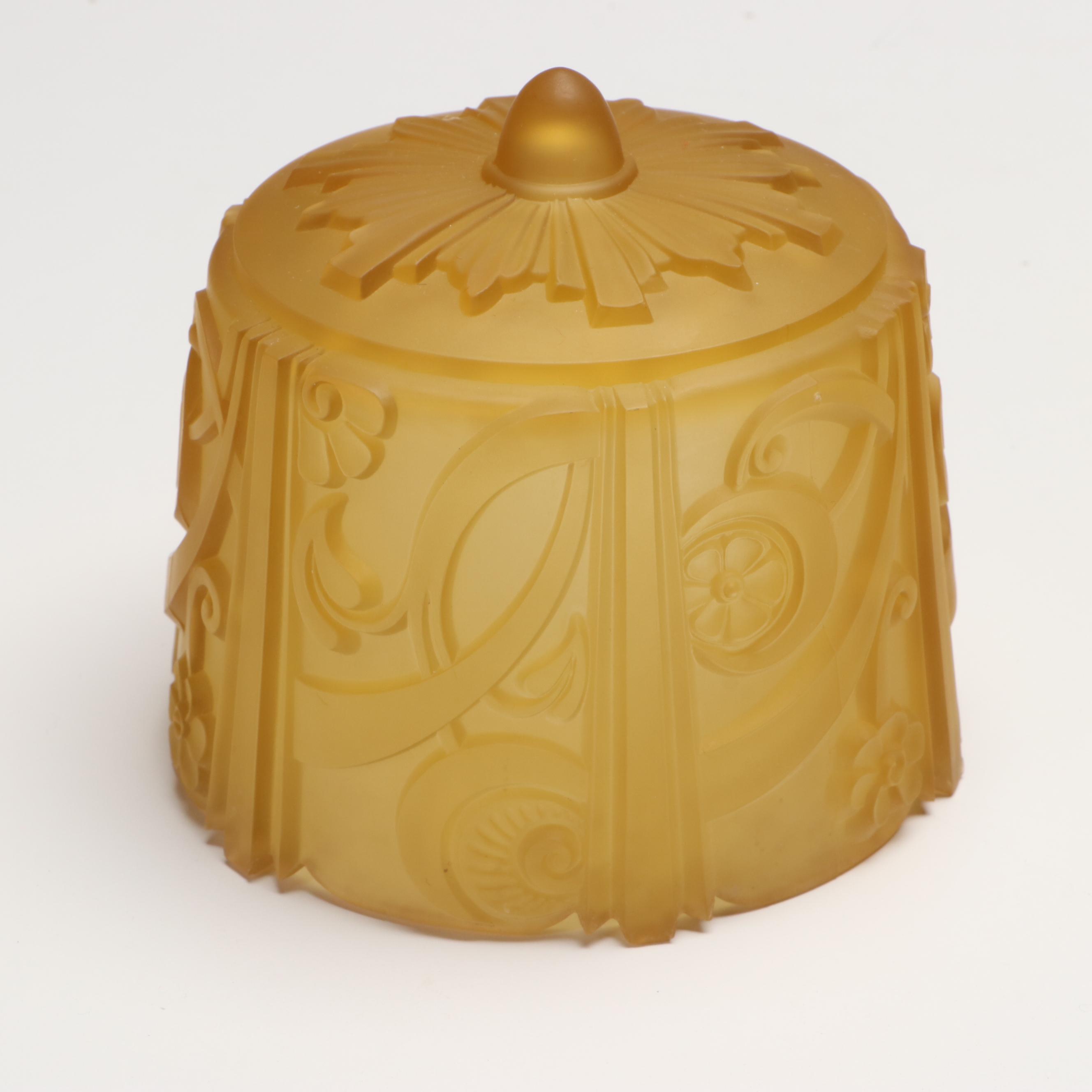 Art Deco Frosted Amber Glass Slip Shades, Early 20th Century