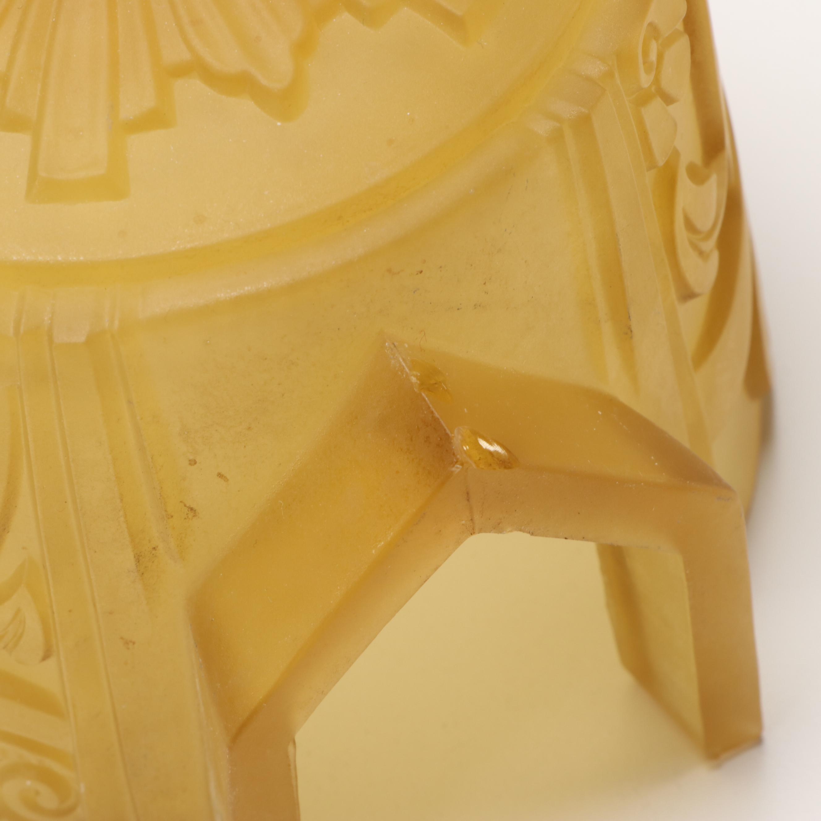 Art Deco Frosted Amber Glass Slip Shades, Early 20th Century