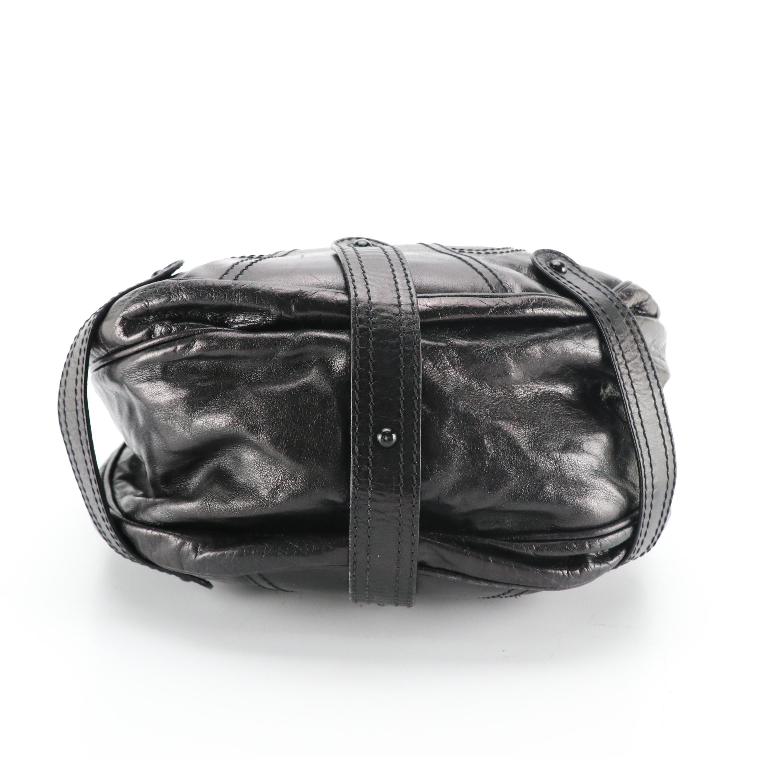 Valentino Garavani Crystal Catch Flap Hobo Bag in Shiny Black Calf Leather