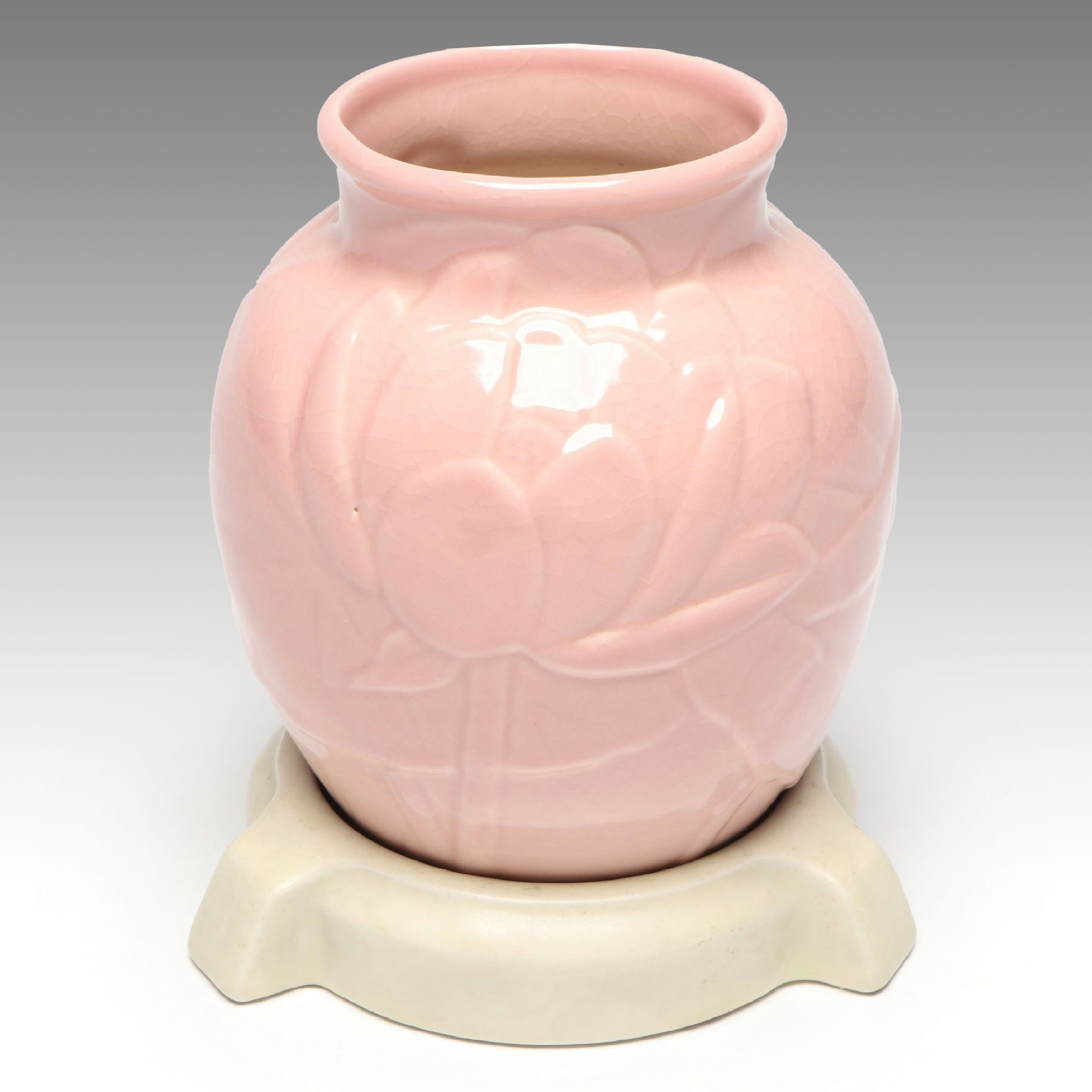 Rookwood Pottery Pink Magnolia Vase with Stand, Early to Mid-20th Century