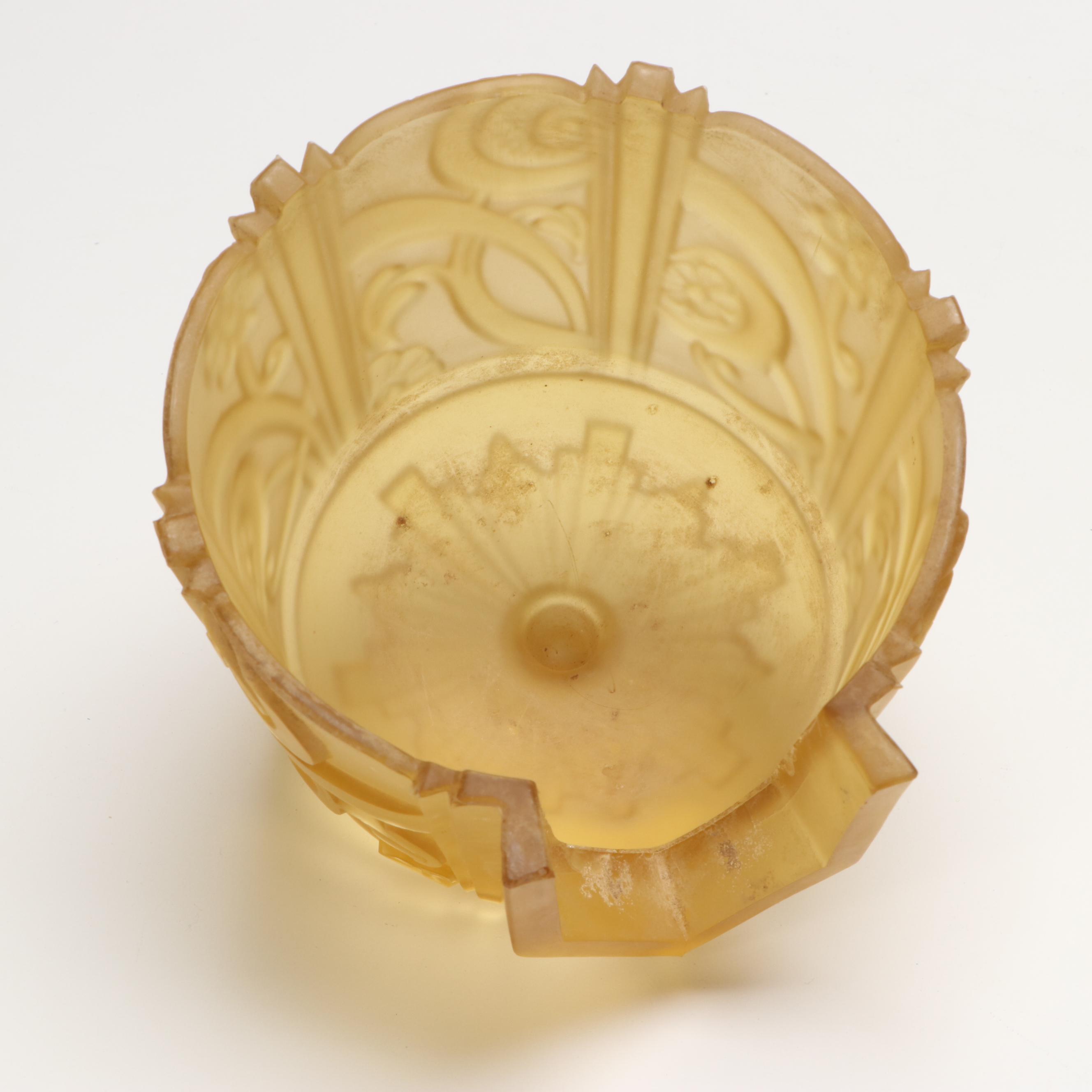 Art Deco Frosted Amber Glass Slip Shades, Early 20th Century