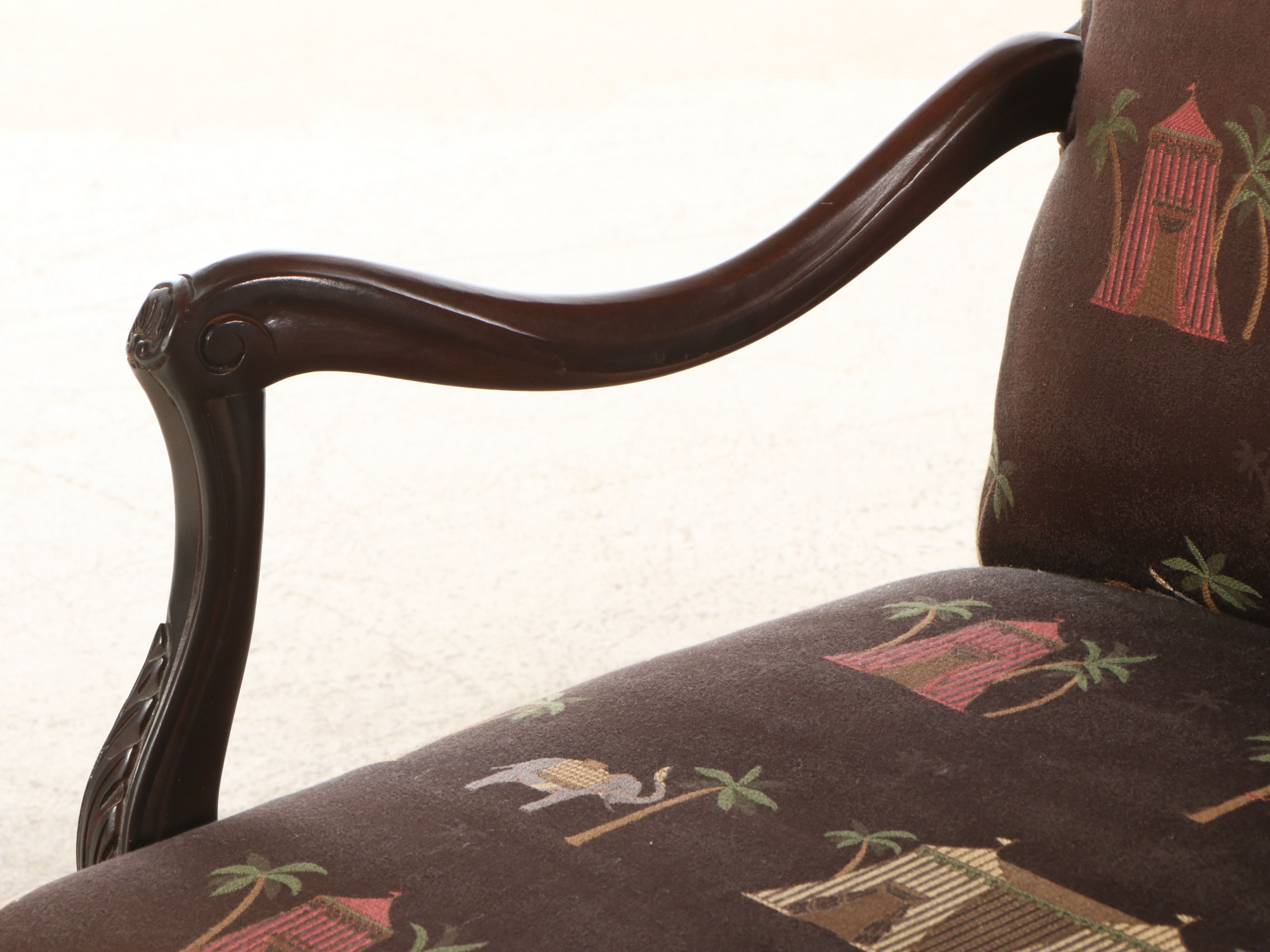 Georgian Style Upholstered Mahogany Lolling Chair