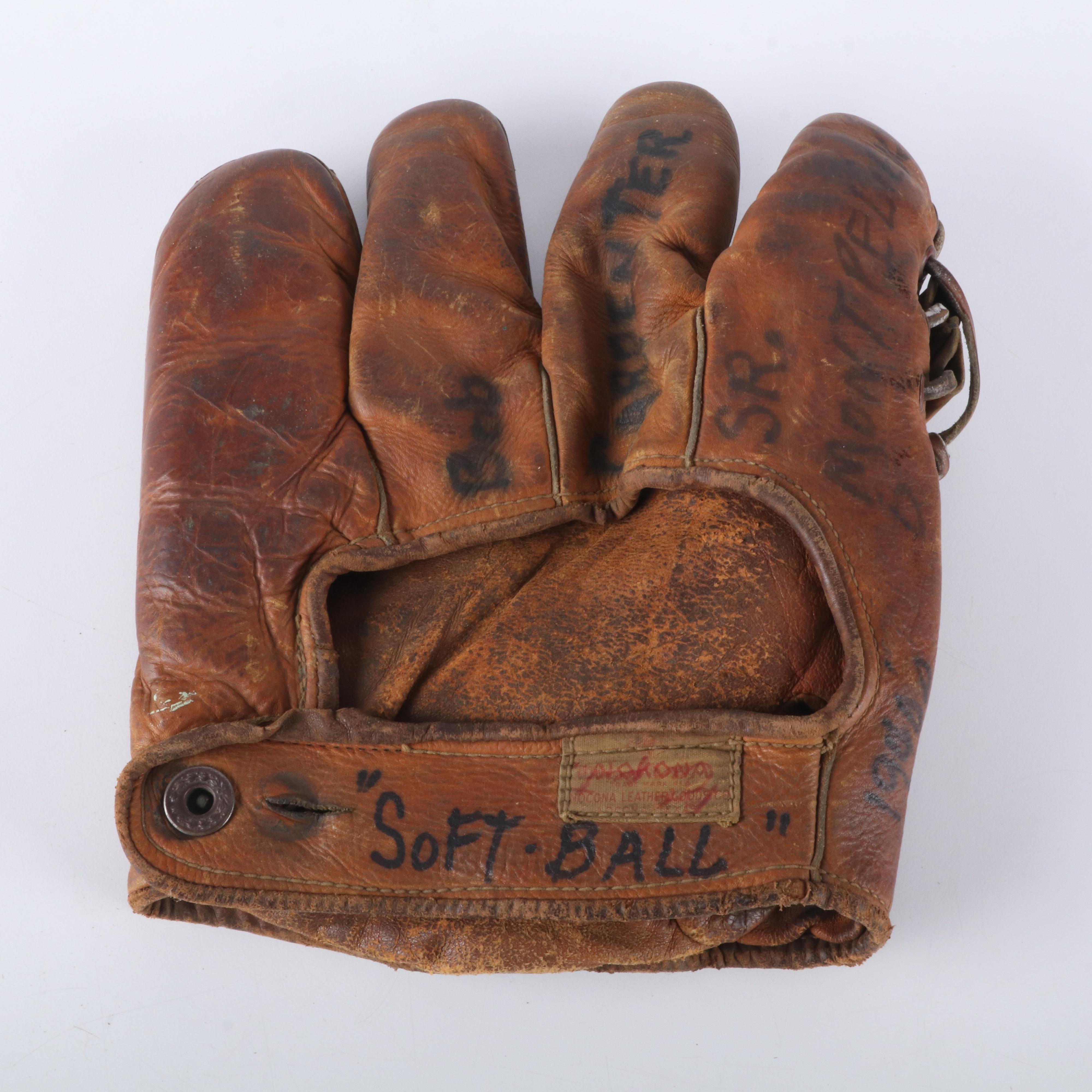Nokona Softball Glove with Catcher's Mask, Early to Mid-20th Century