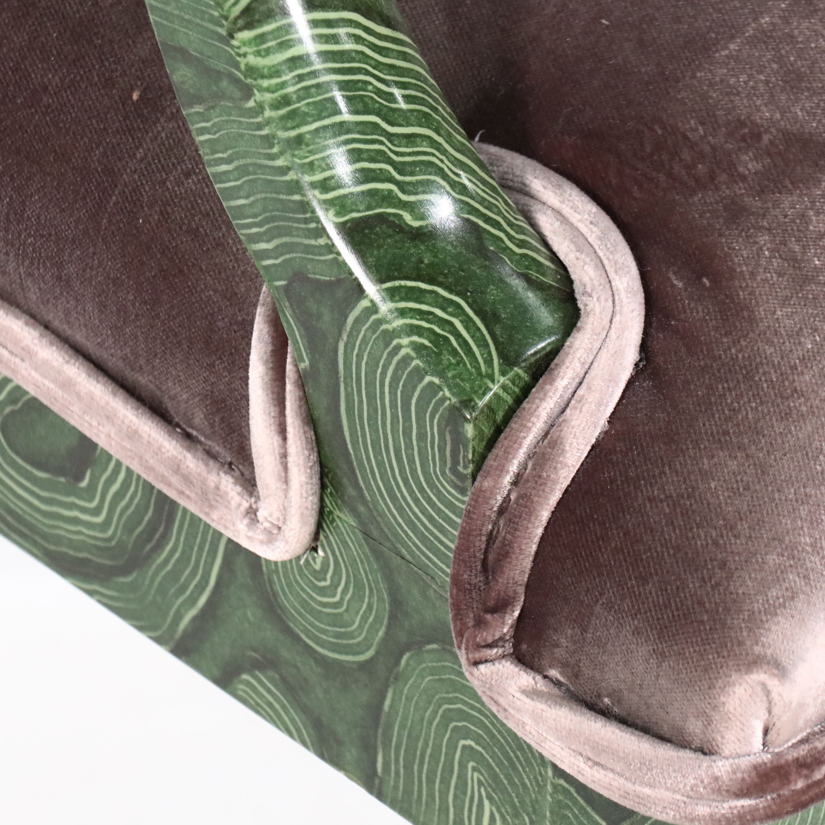 Pair of Lewis Mittman Empire Style Malachite Trompe-l'oeil Lacquered Armchairs