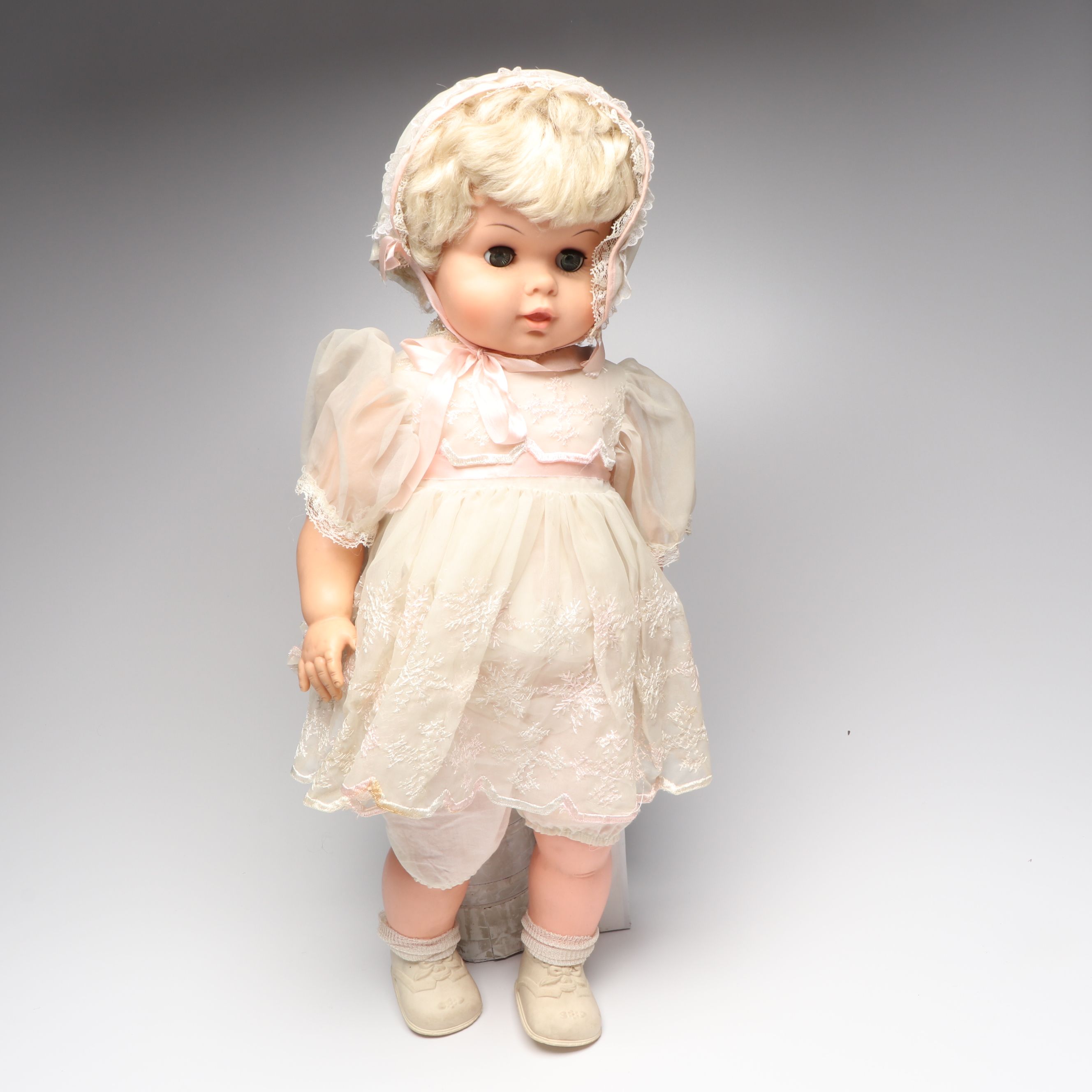 Vogue Ginny and Other Plastic Dolls with Clothing and Cradle, 1970s