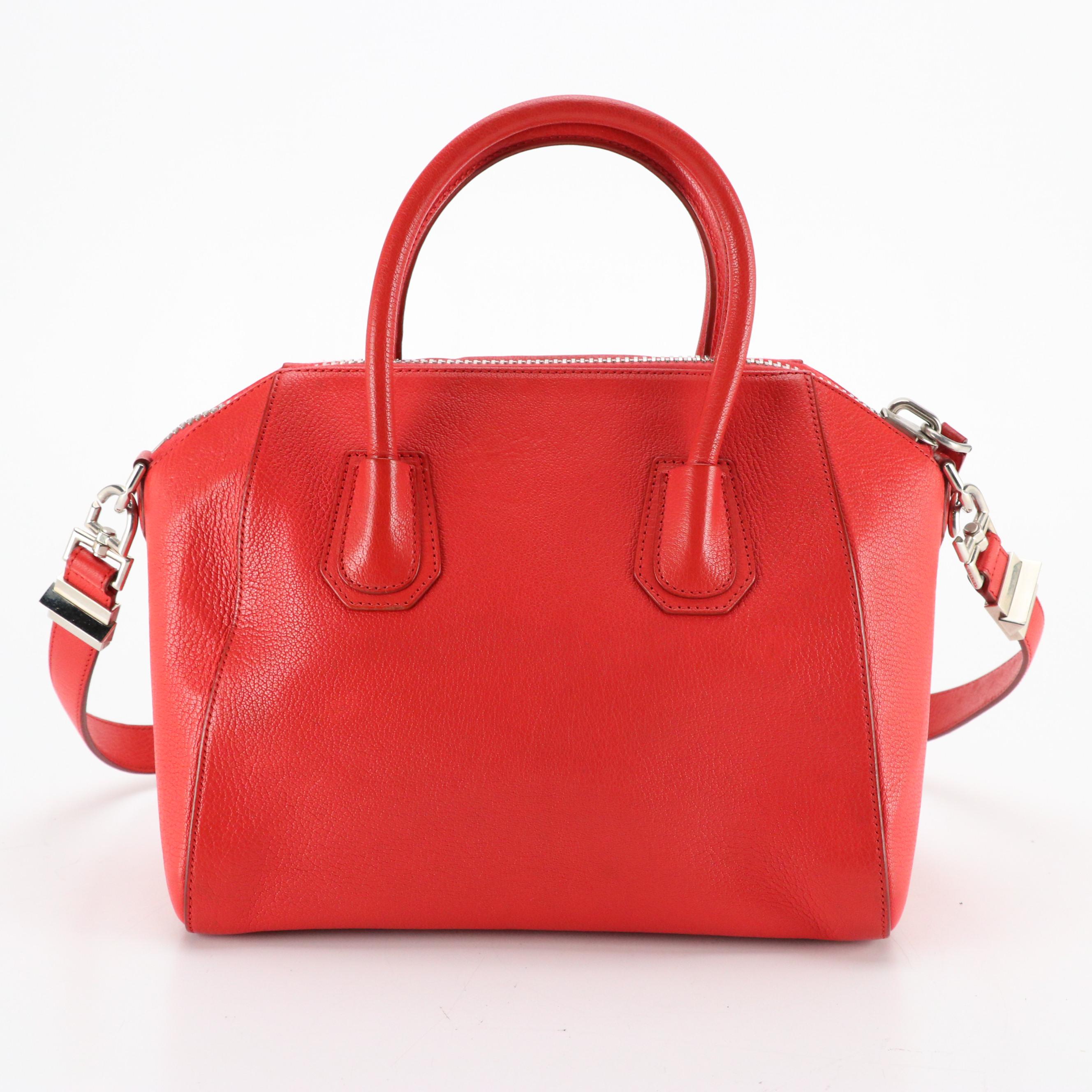 Givenchy Small Antigona Two-Way Bag in Red Grained Goatskin Leather