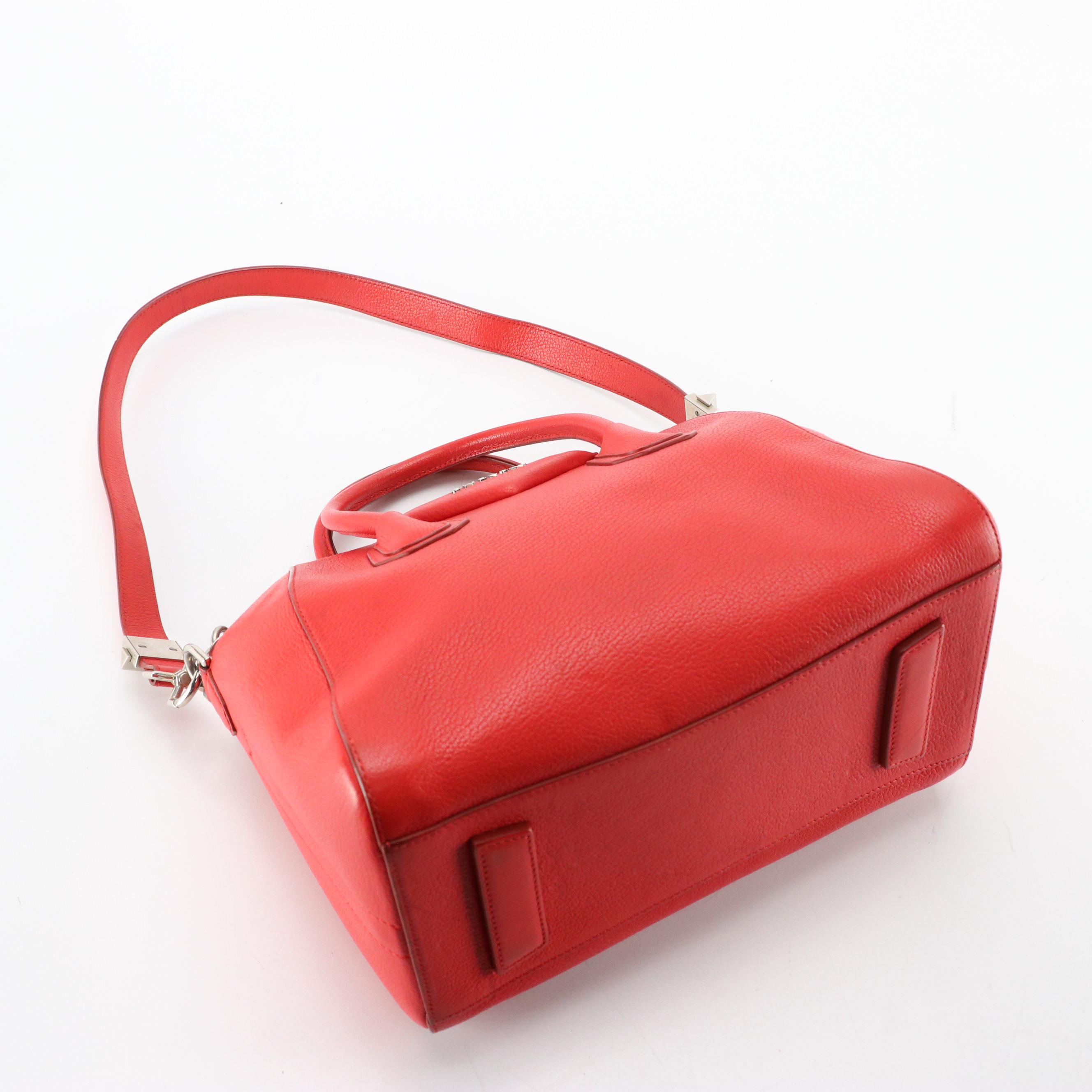 Givenchy Small Antigona Two-Way Bag in Red Grained Goatskin Leather