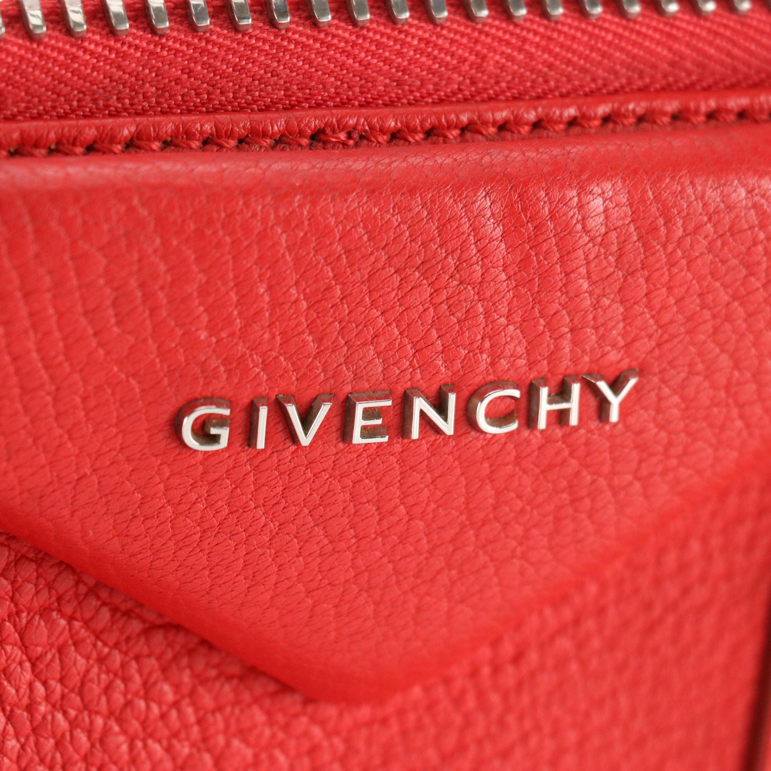 Givenchy Small Antigona Two-Way Bag in Red Grained Goatskin Leather